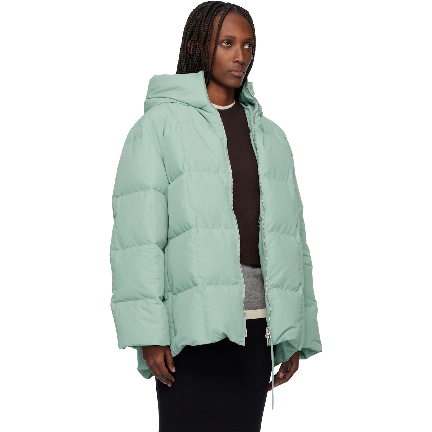  Jil Sander Green Quilted Down Jacket 