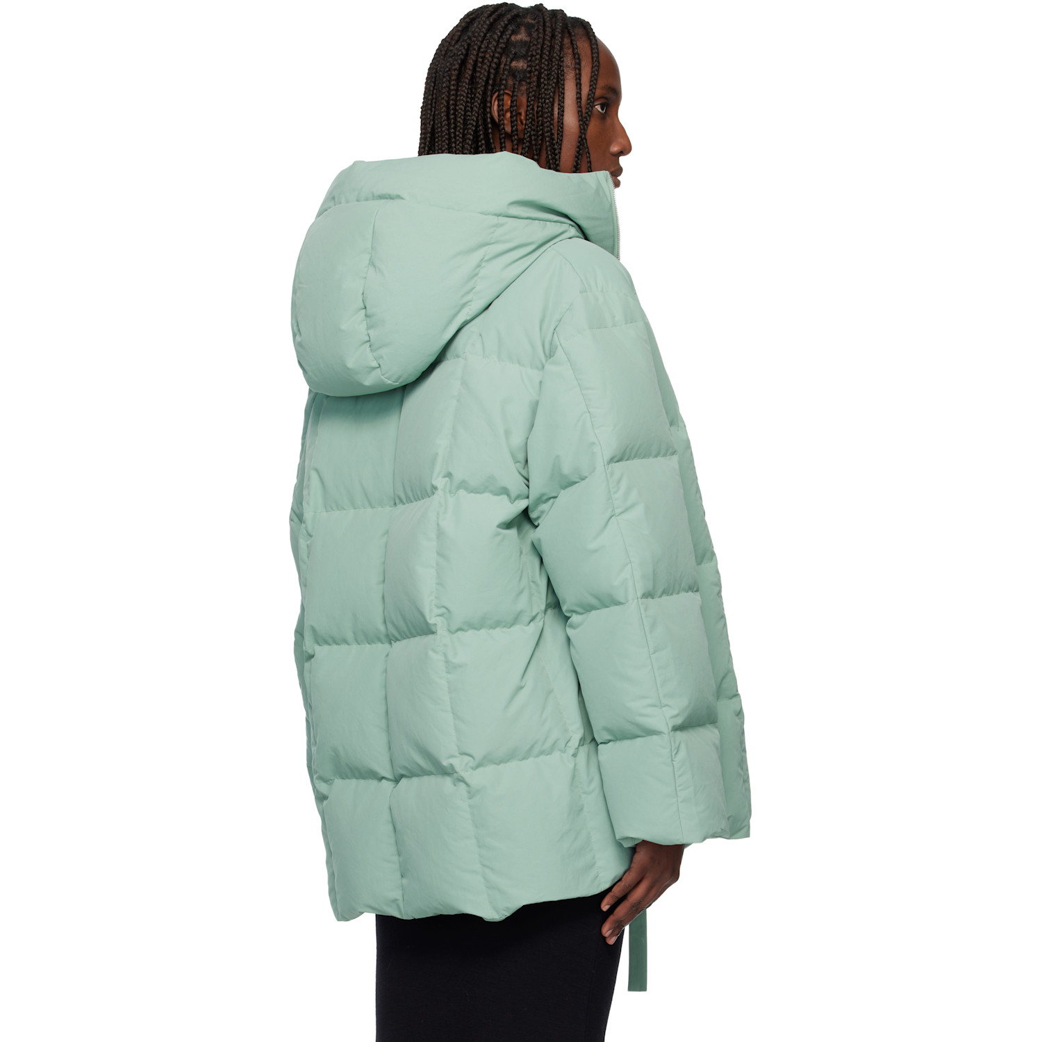  Jil Sander Green Quilted Down Jacket 