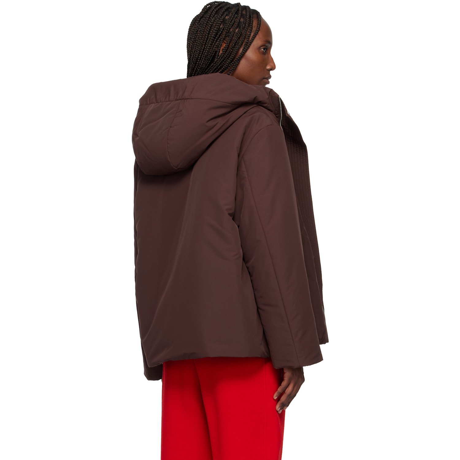  Jil Sander Burgundy Taffeta Down Jacket 