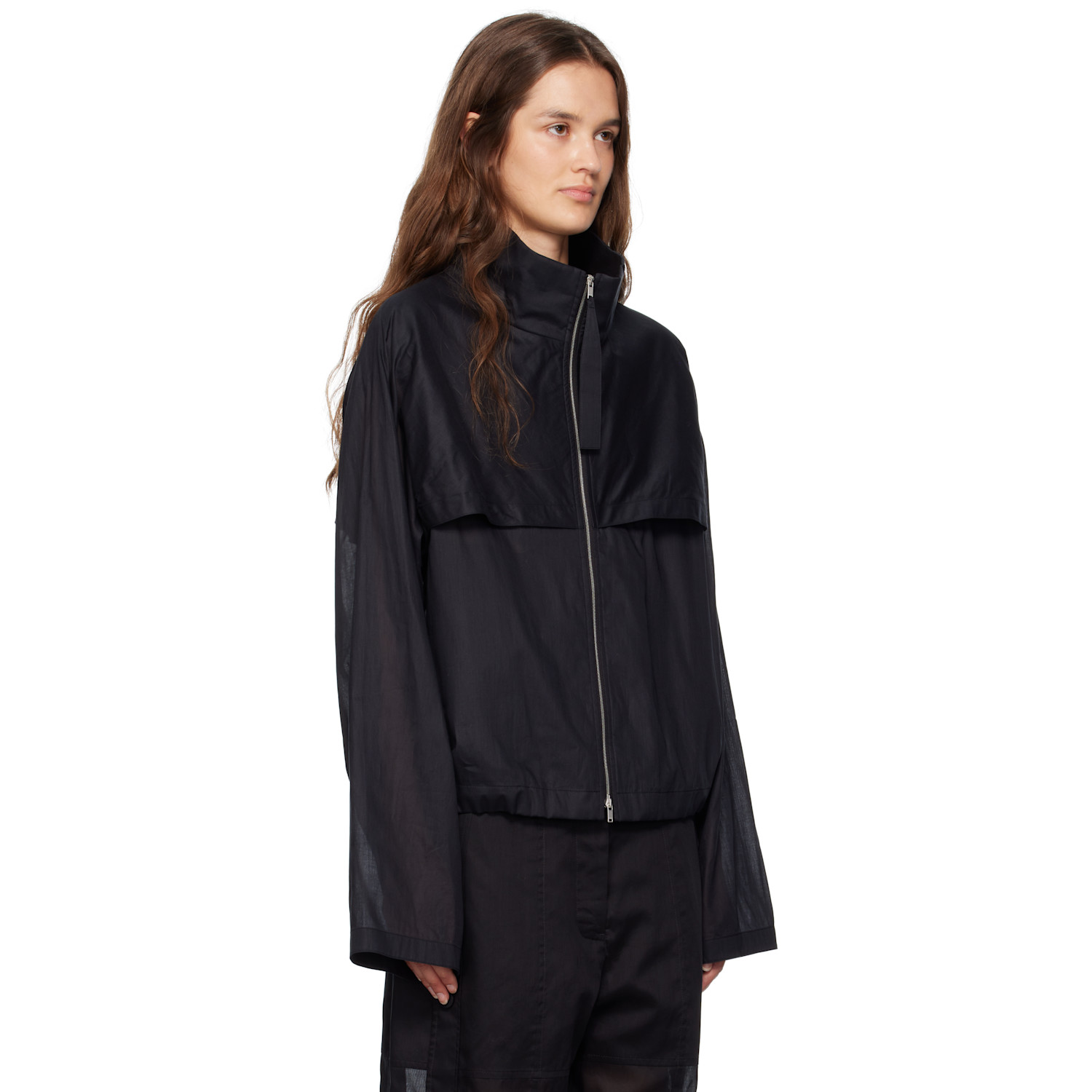  Jil Sander Black Cotton Muslin Jacket 