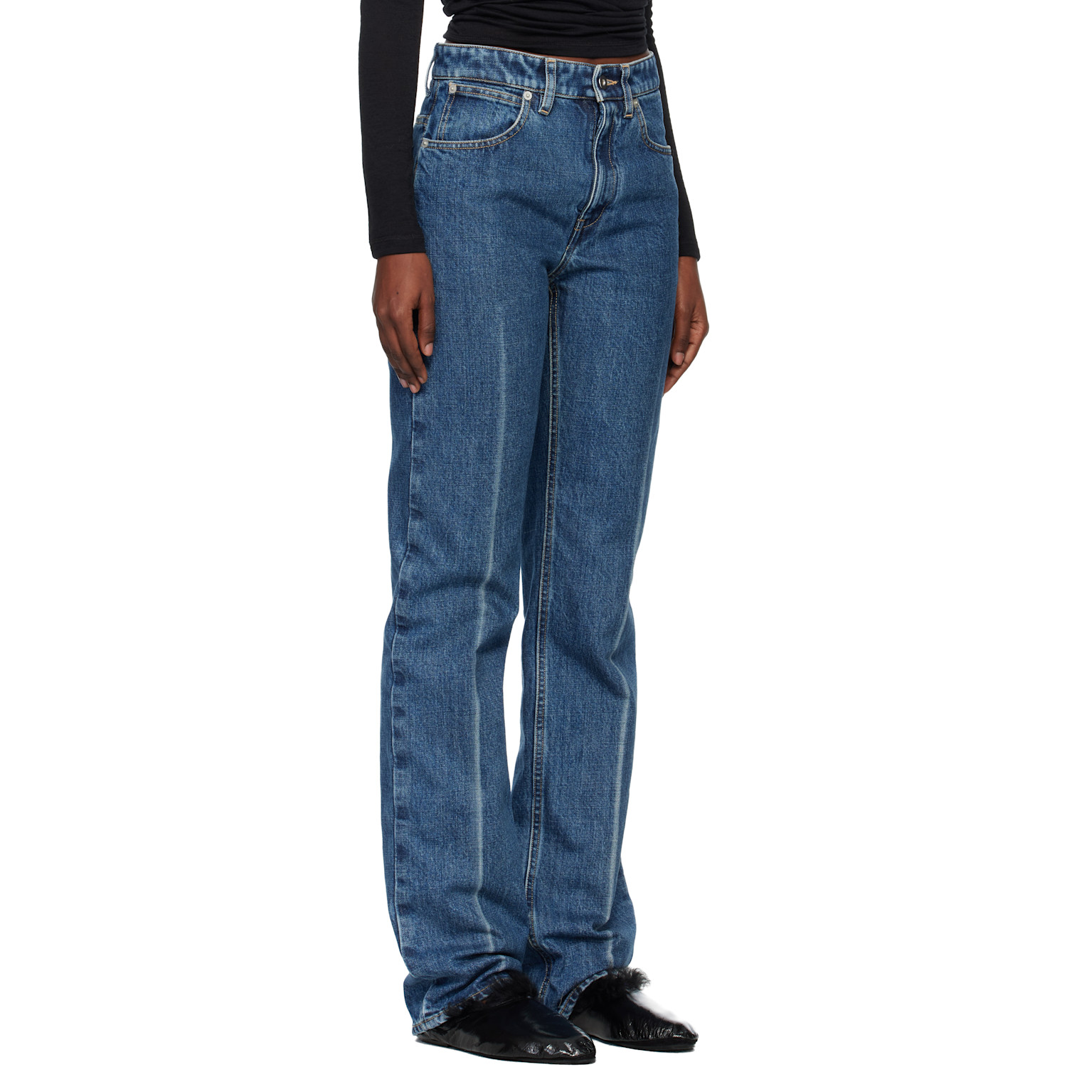  Jil Sander Blue Diagonal Cotton Denim Jeans 