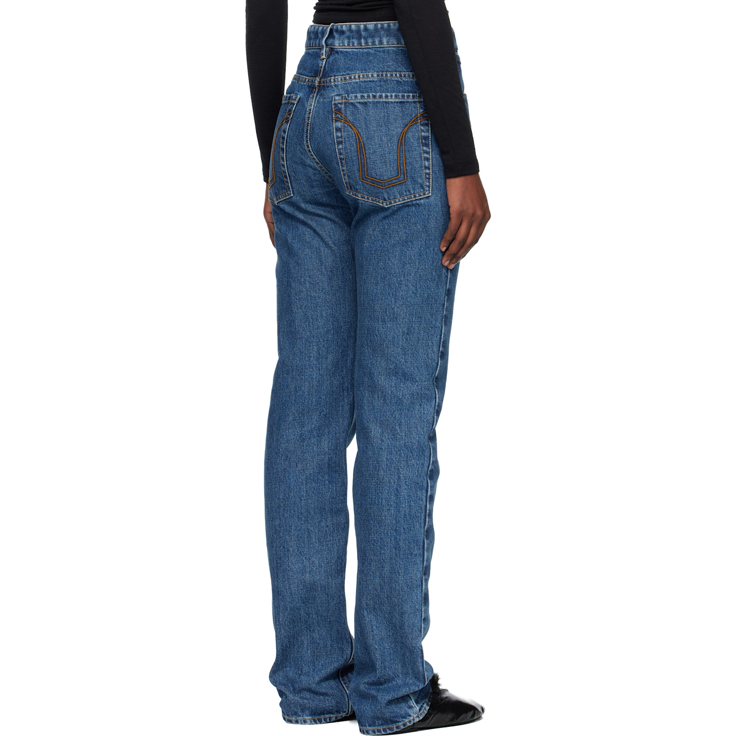  Jil Sander Blue Diagonal Cotton Denim Jeans 