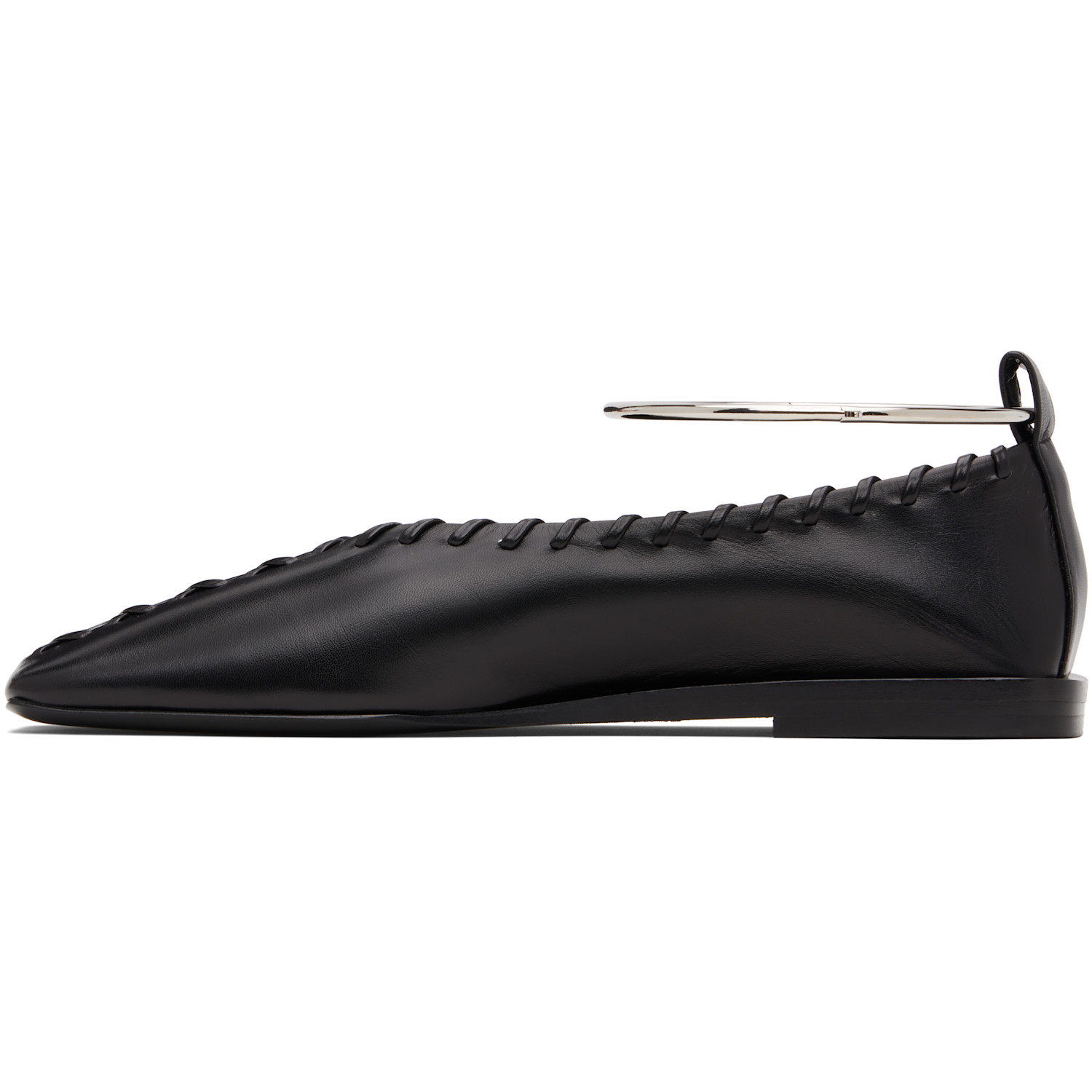  Jil Sander Black Ring Ballerina Flats 