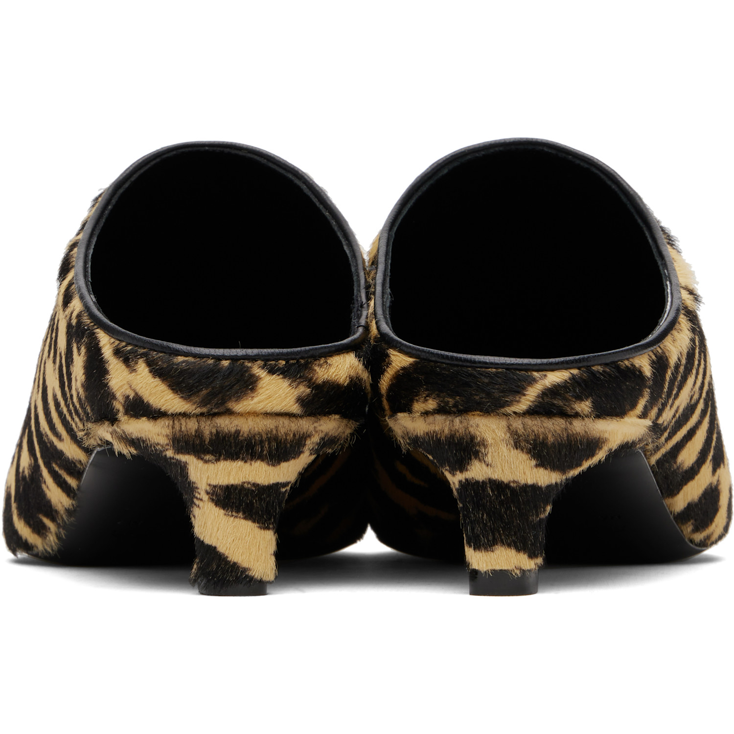  Jil Sander Beige & Black Pointed Toe Mule Heels 