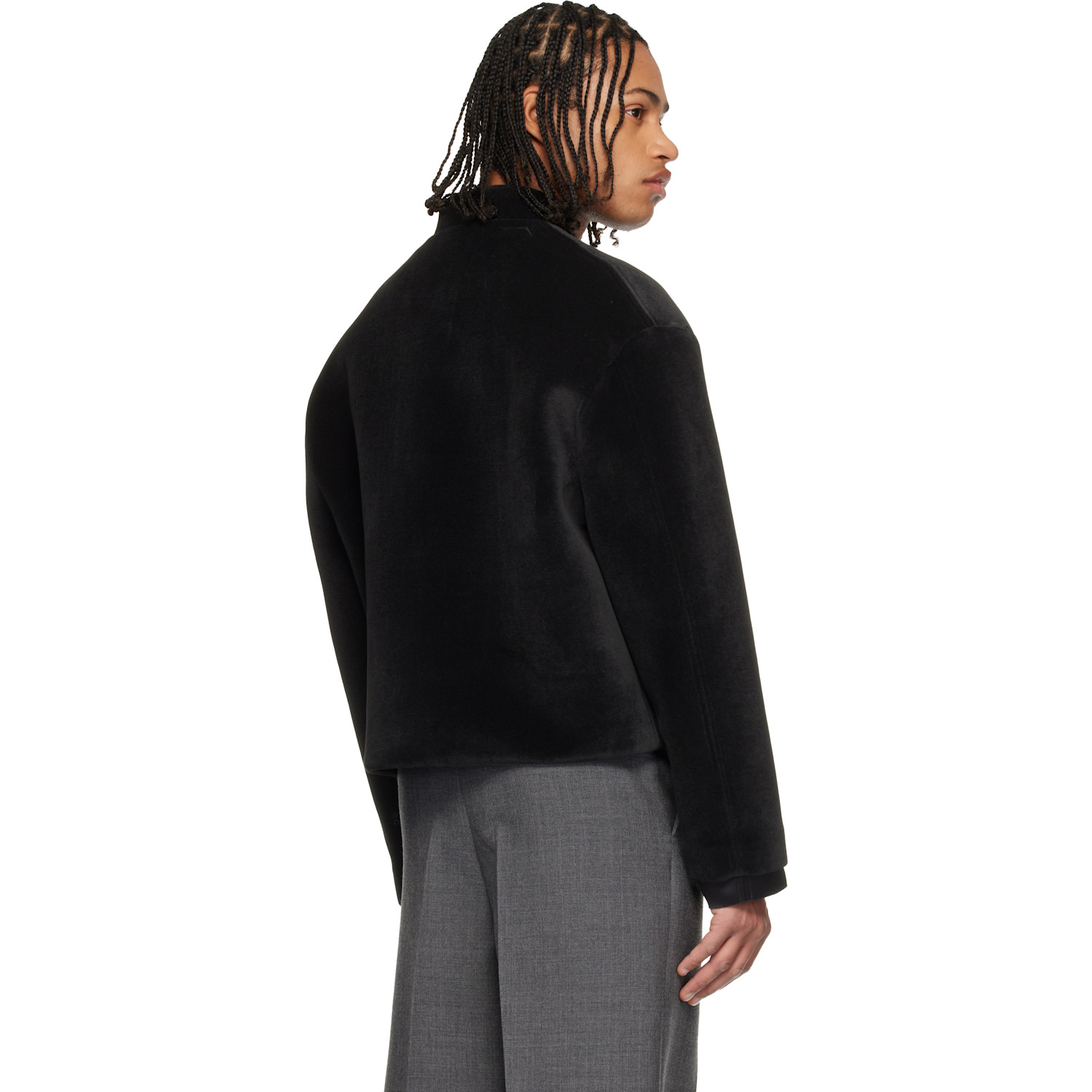  Jil Sander Black Zip Bomber Jacket 