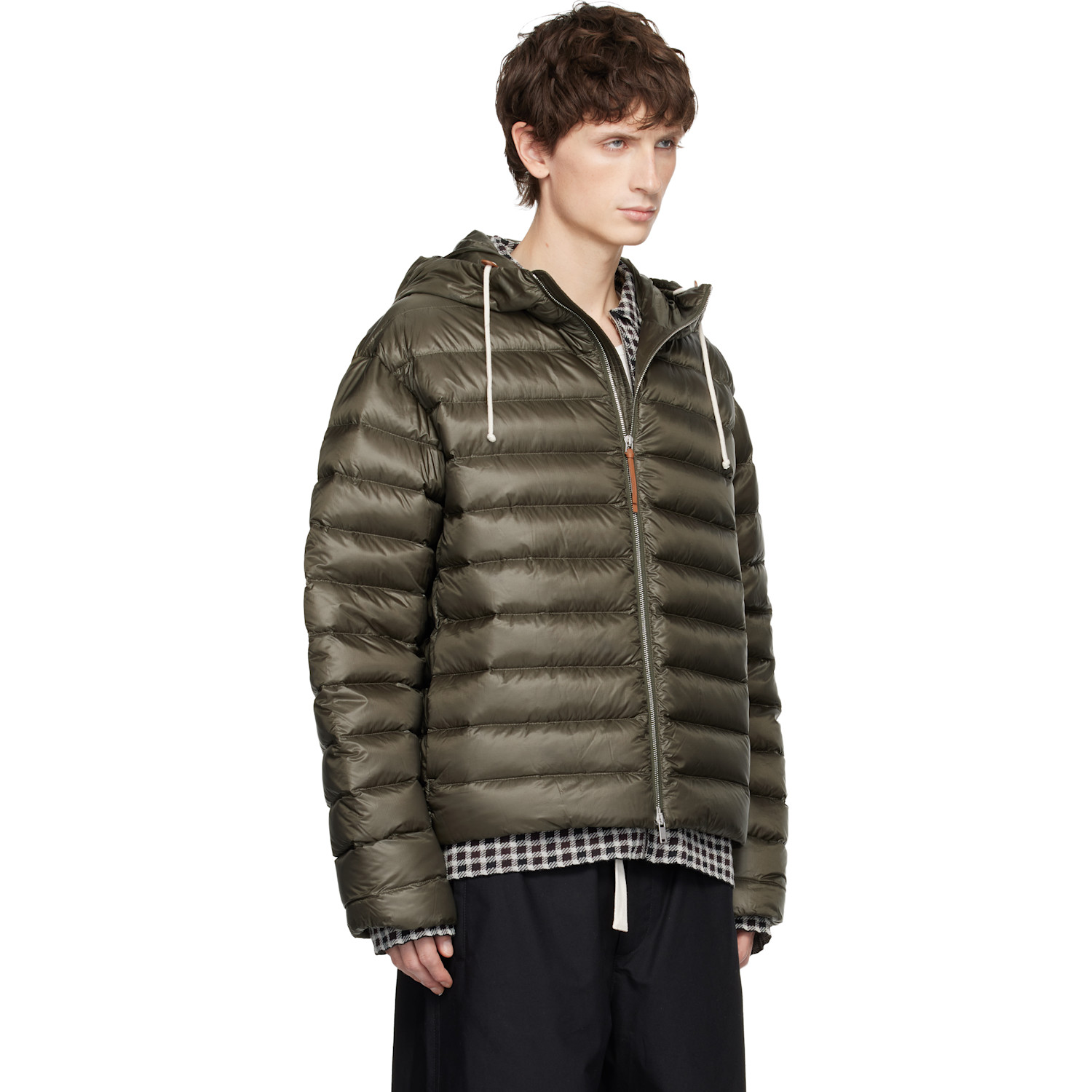  Jil Sander Khaki Hooded Down Jacket 