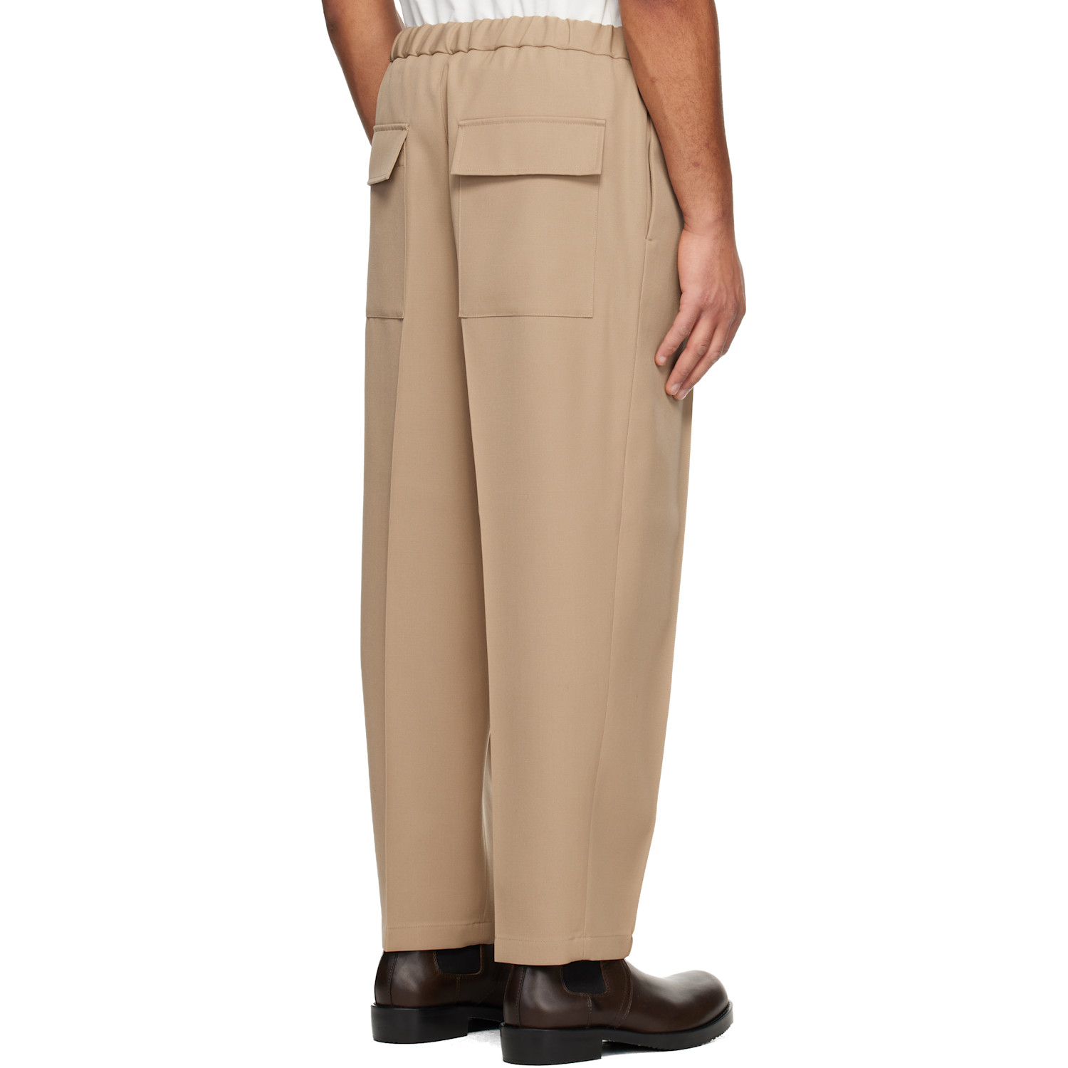  Jil Sander Beige Wool Gabardine Tapered Trousers 