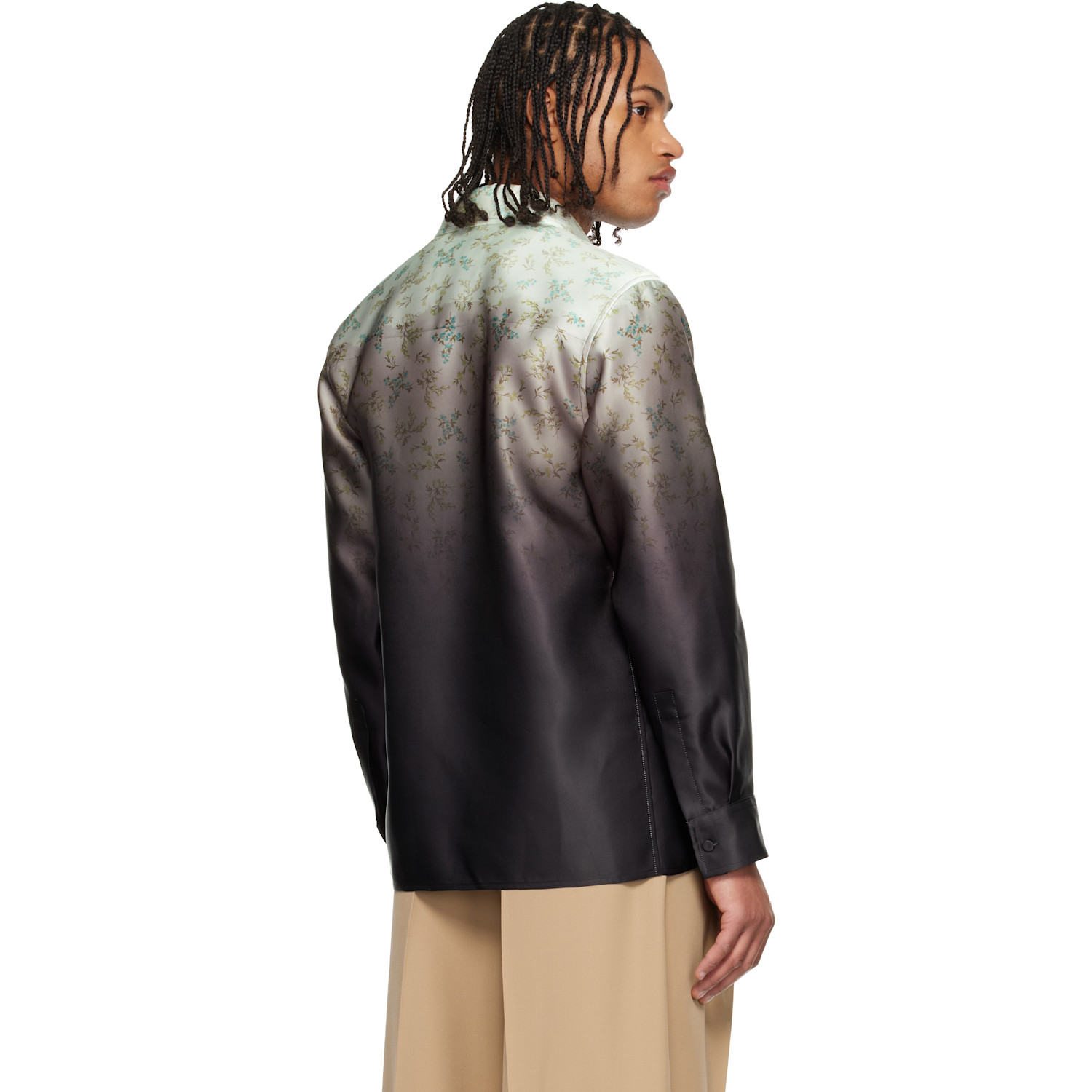  Jil Sander Green & Black Floral Shirt 
