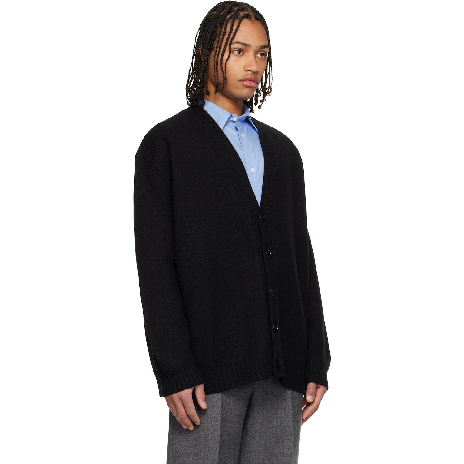  Jil Sander Black Wool V-neck Cardigan 