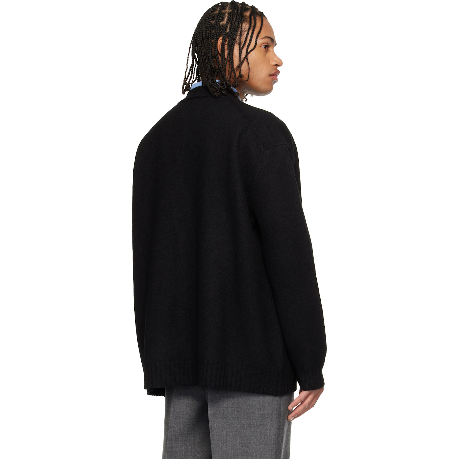  Jil Sander Black Wool V-neck Cardigan 