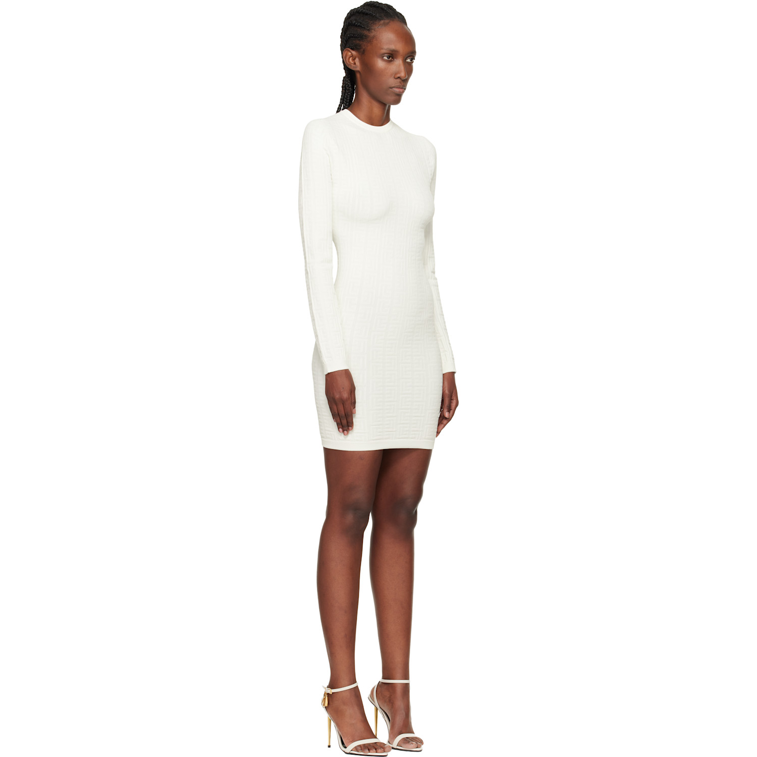  Balmain Off-white Monogram Minidress 