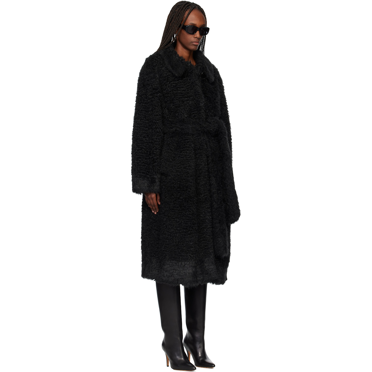  Tonywack Black Oversized Faux-fur Coat 