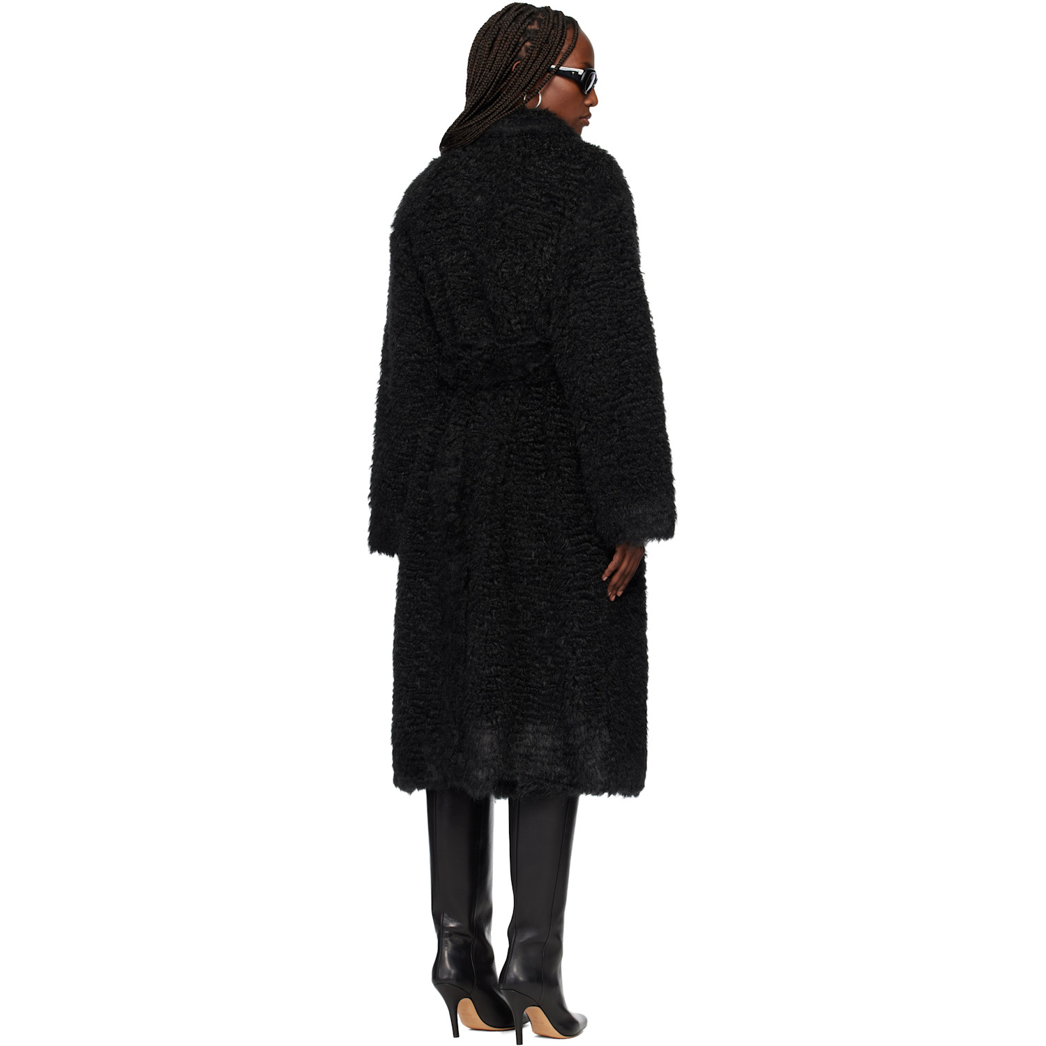  Tonywack Black Oversized Faux-fur Coat 