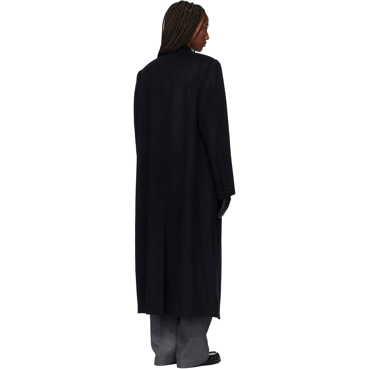  Tonywack Navy Tailored Double-breasted Maxi Coat 