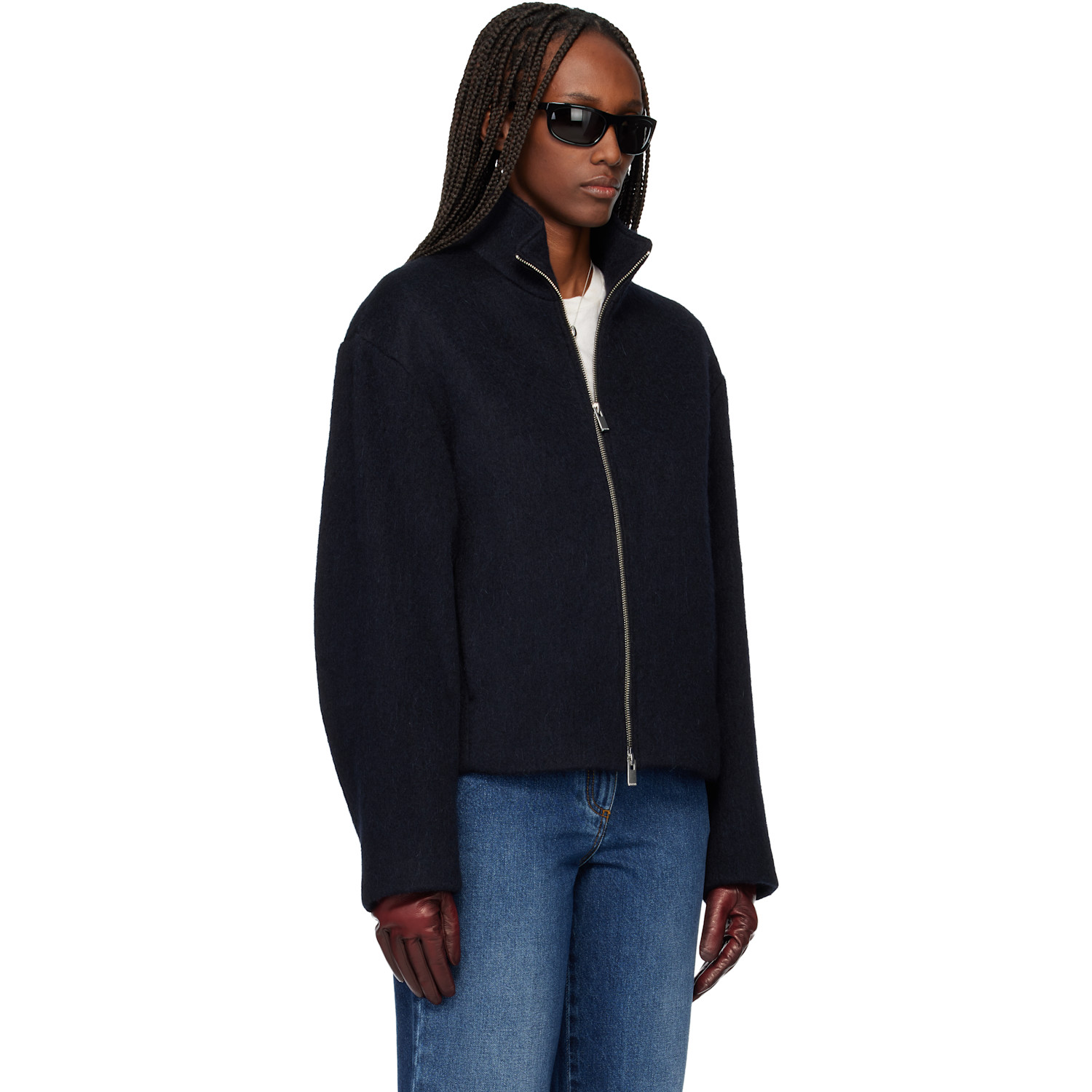  Tonywack Navy Wool Alpaca Zippered Jacket 