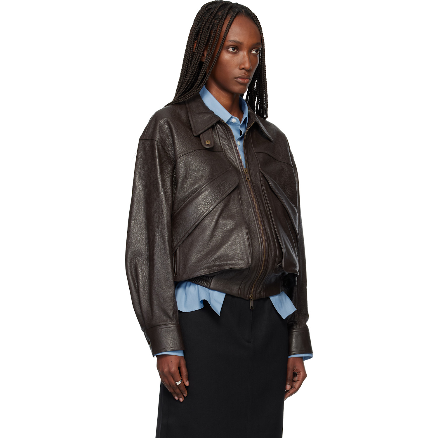  Tonywack Brown Lamb Leather Bomber Jacket 
