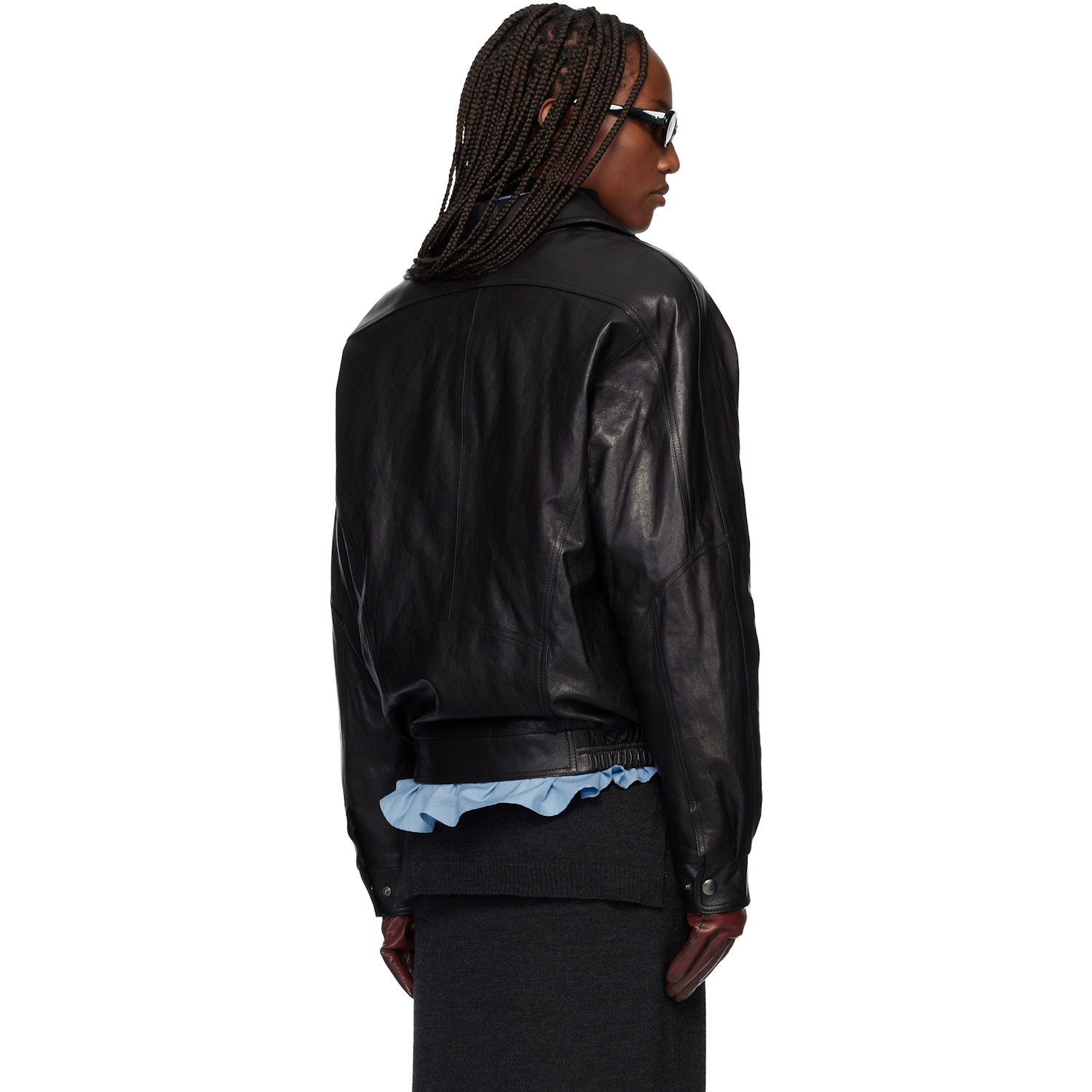  Tonywack Black Vegetable Tanned Lamb Leather Zip Jacket 