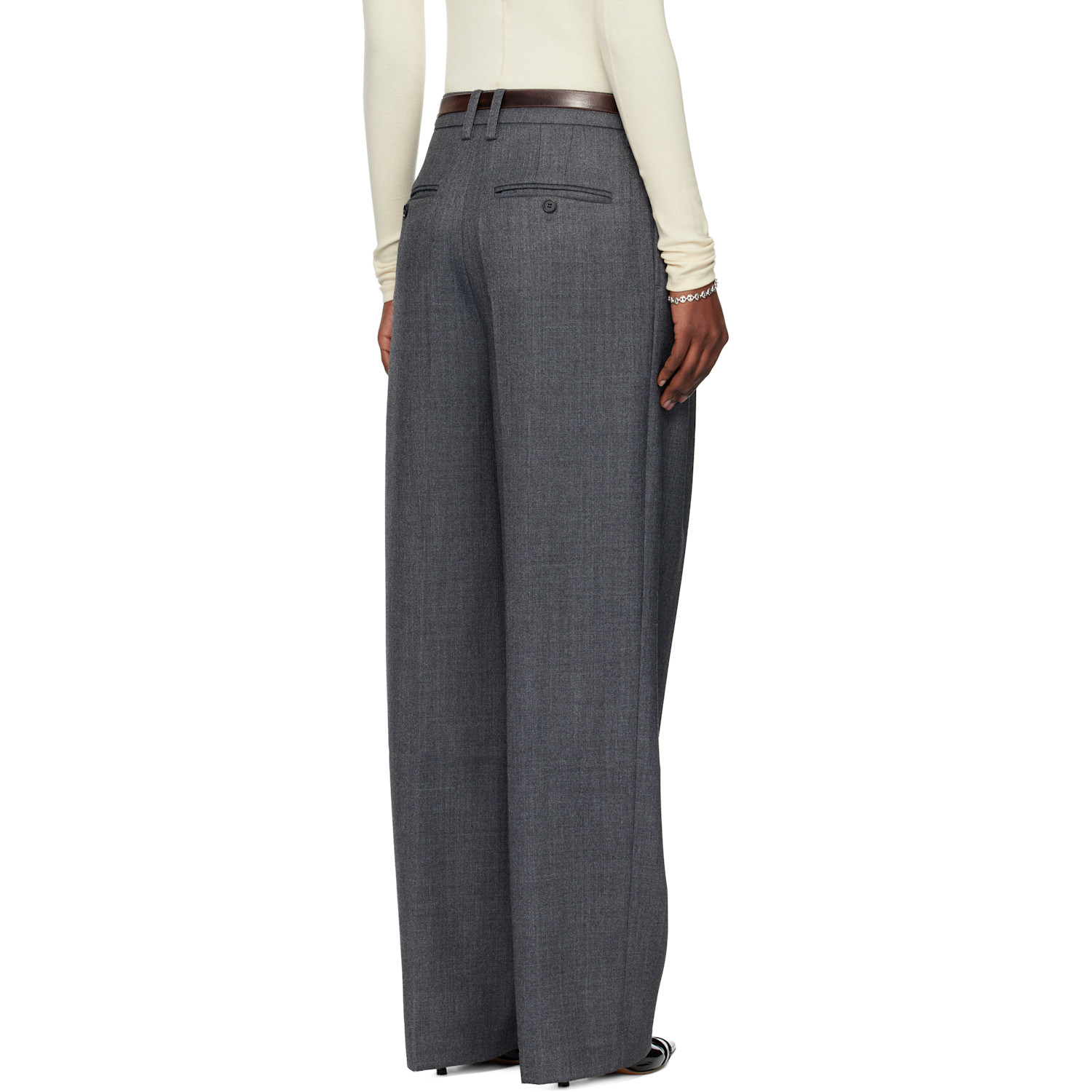  Tonywack Gray Pleated Wool Tailored Trousers 