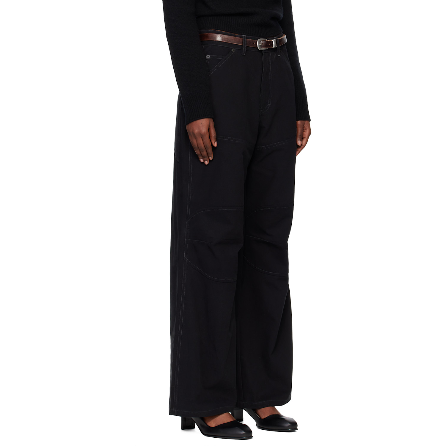  Tonywack Black Wide-leg Cotton Work Trousers 
