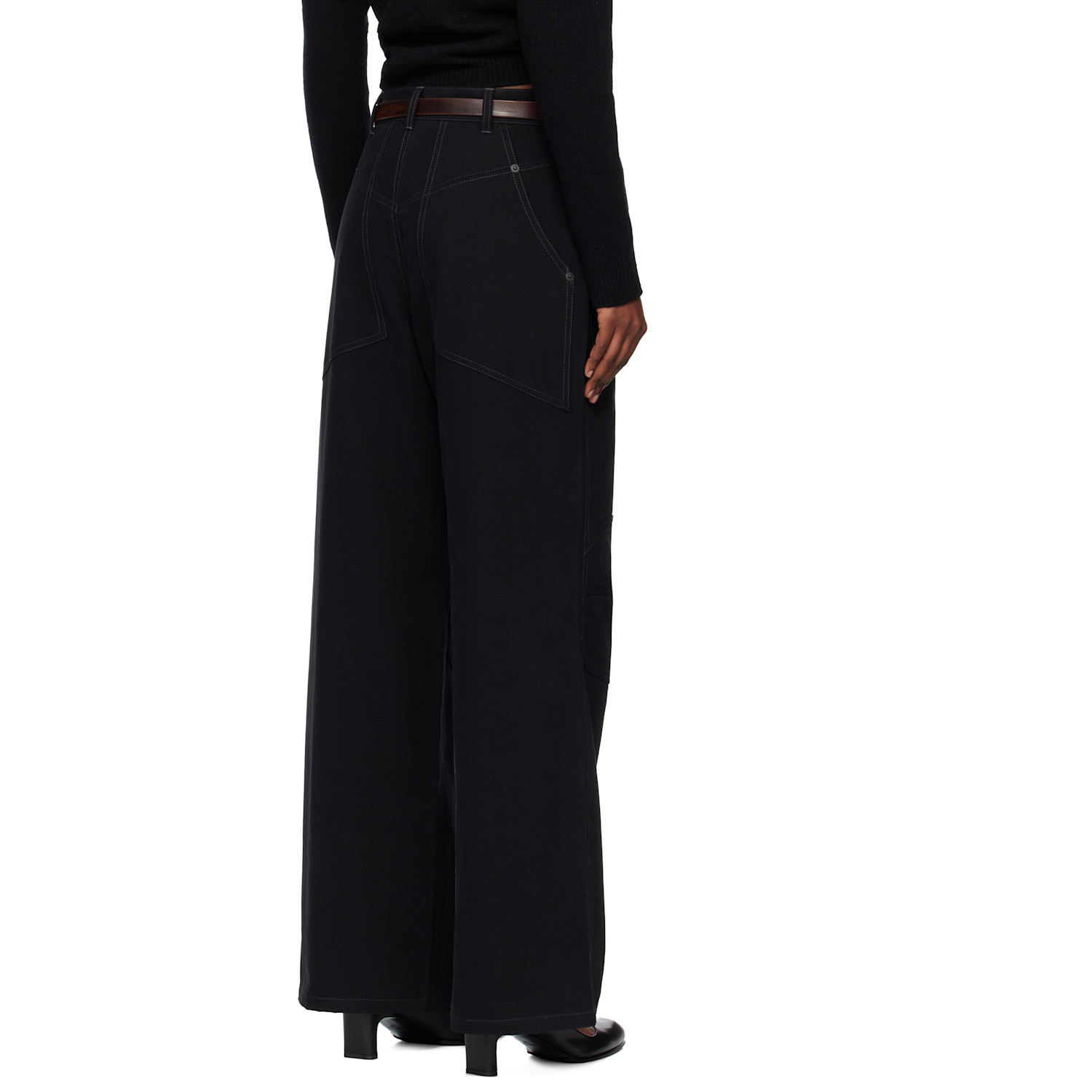  Tonywack Black Wide-leg Cotton Work Trousers 