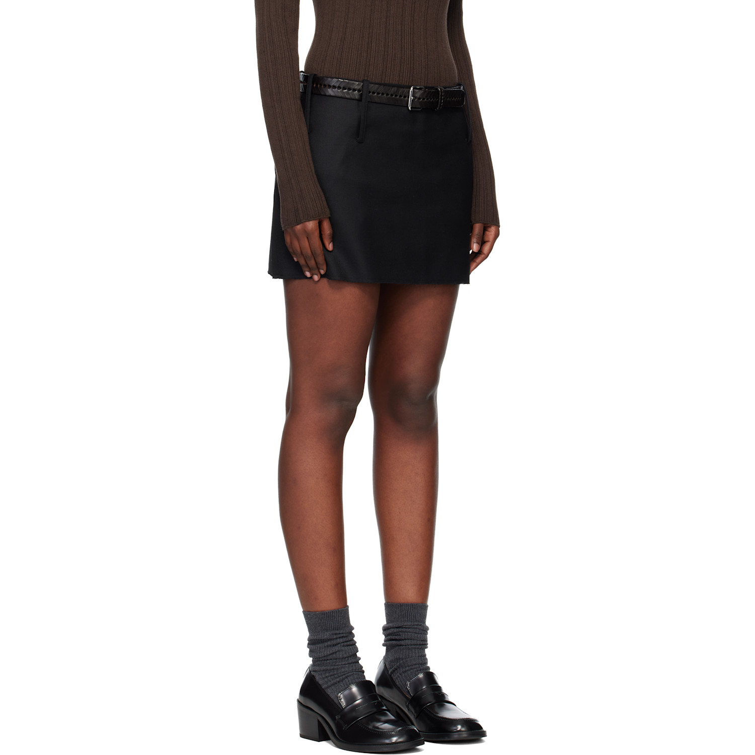  Tonywack Black Distressed Wool Skort 