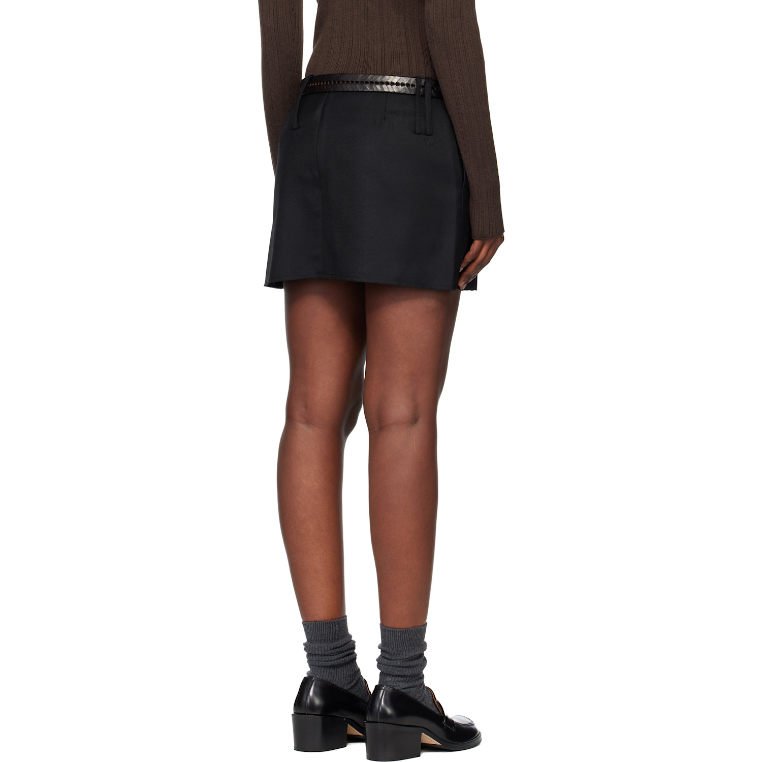  Tonywack Black Distressed Wool Skort 