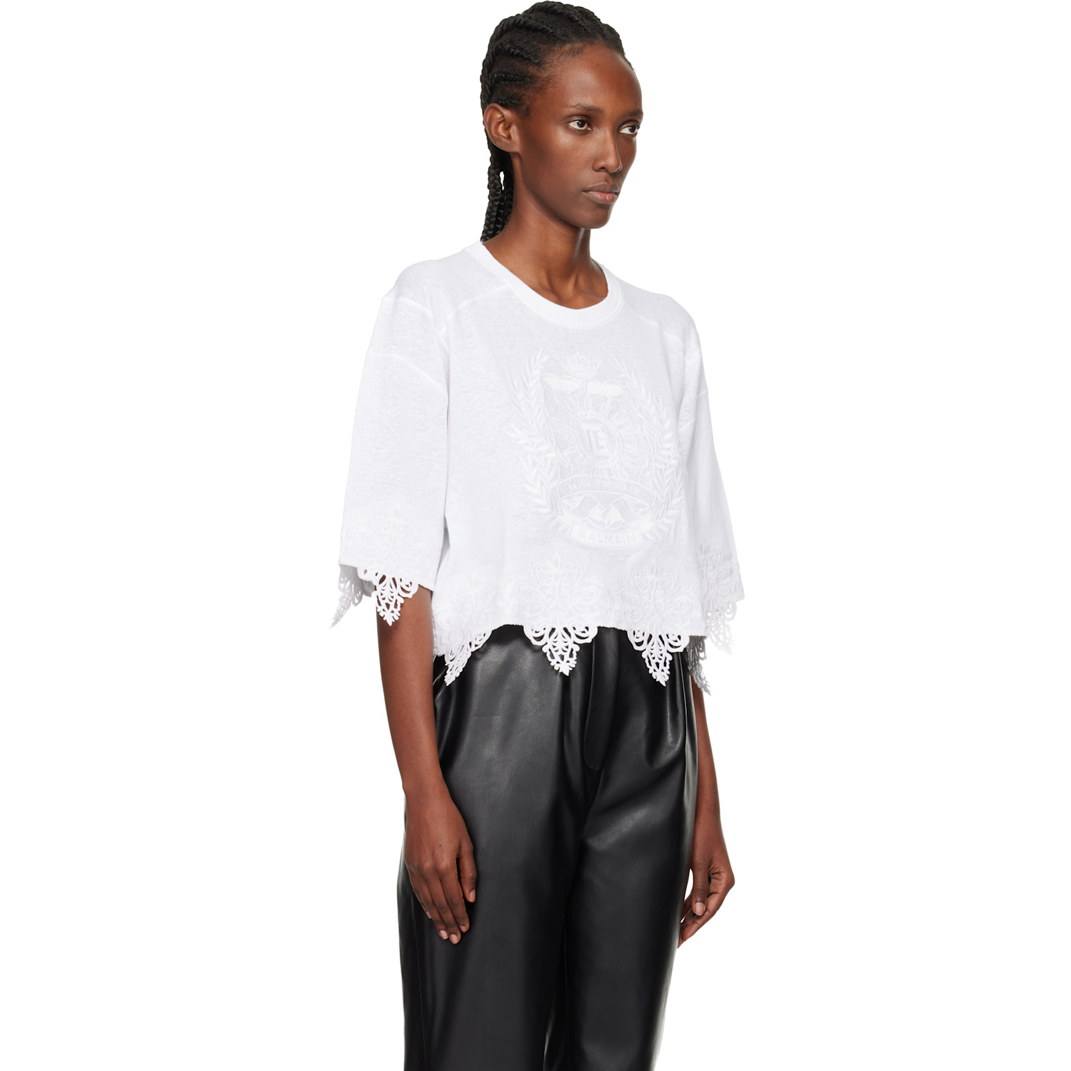  Balmain White Emblem Baseball T-shirt 