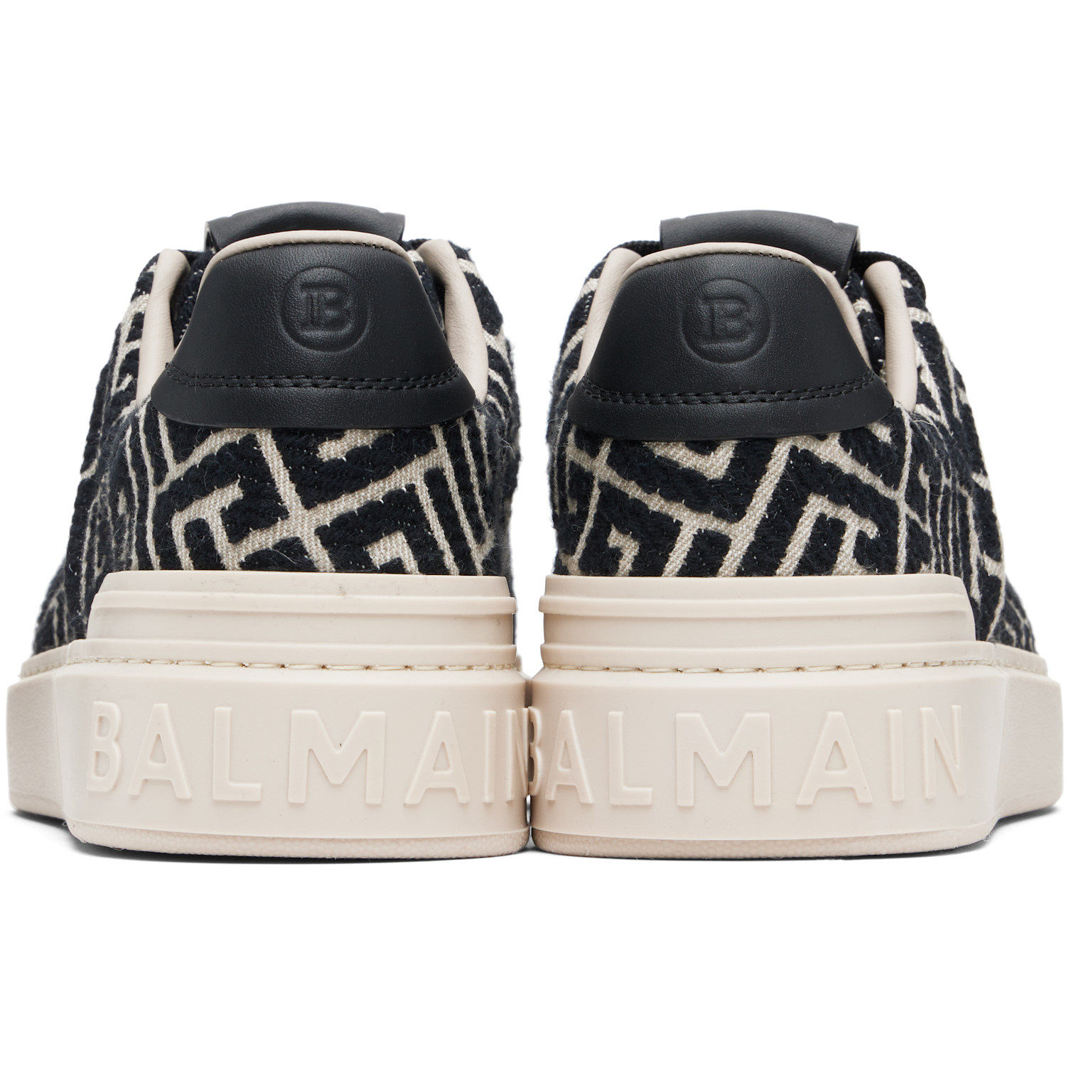  Balmain Black & Off-white Monogram Jacquard B-court Sneakers 