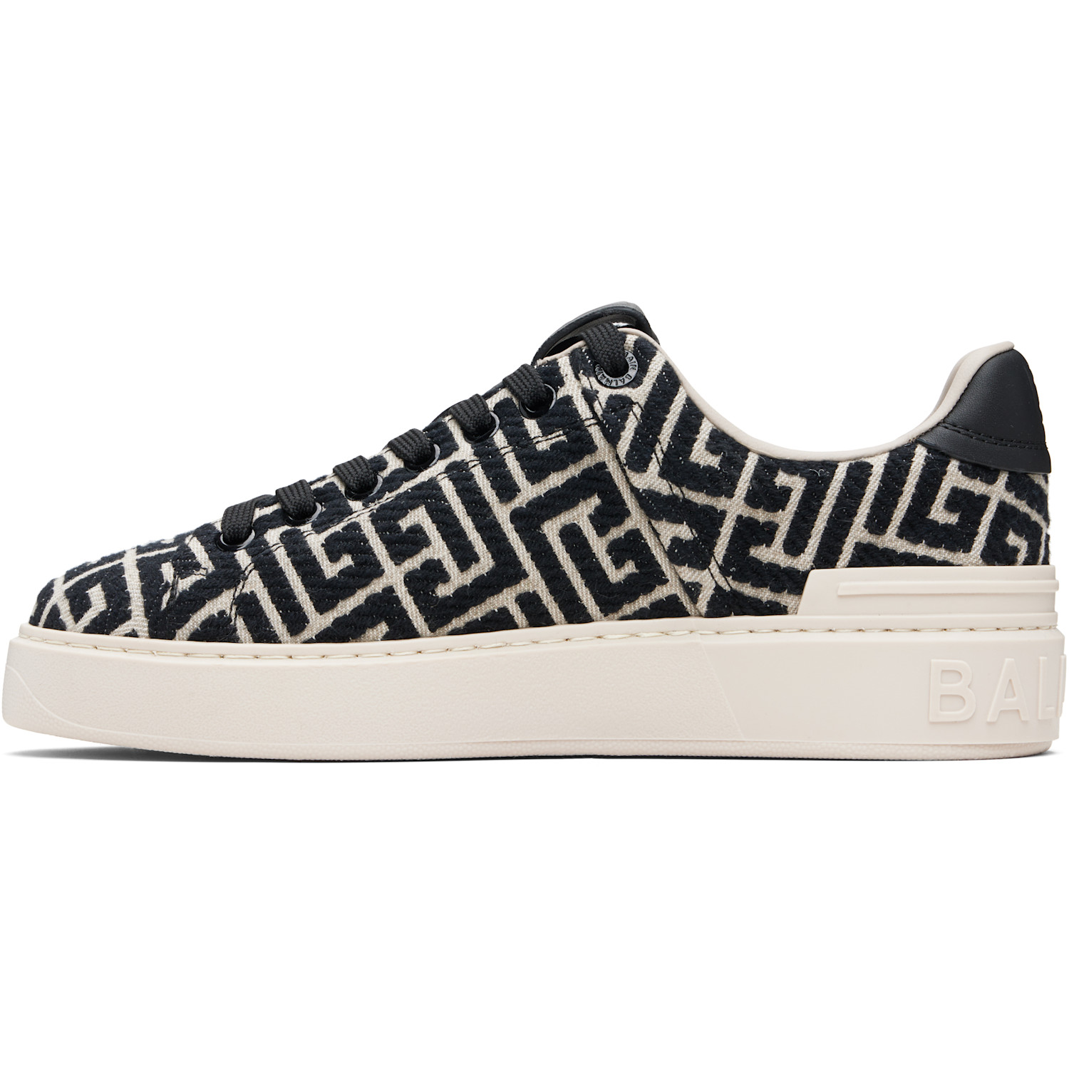  Balmain Black & Off-white Monogram Jacquard B-court Sneakers 
