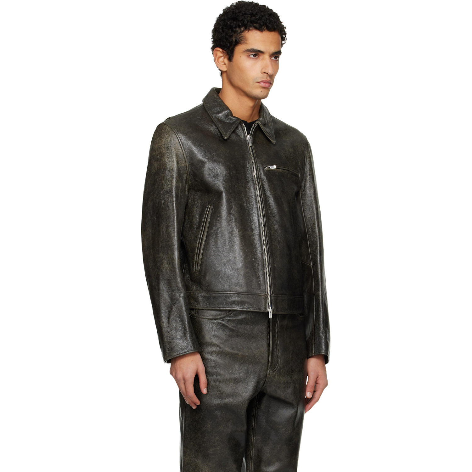  Tonywack Black Zip Leather Jacket 