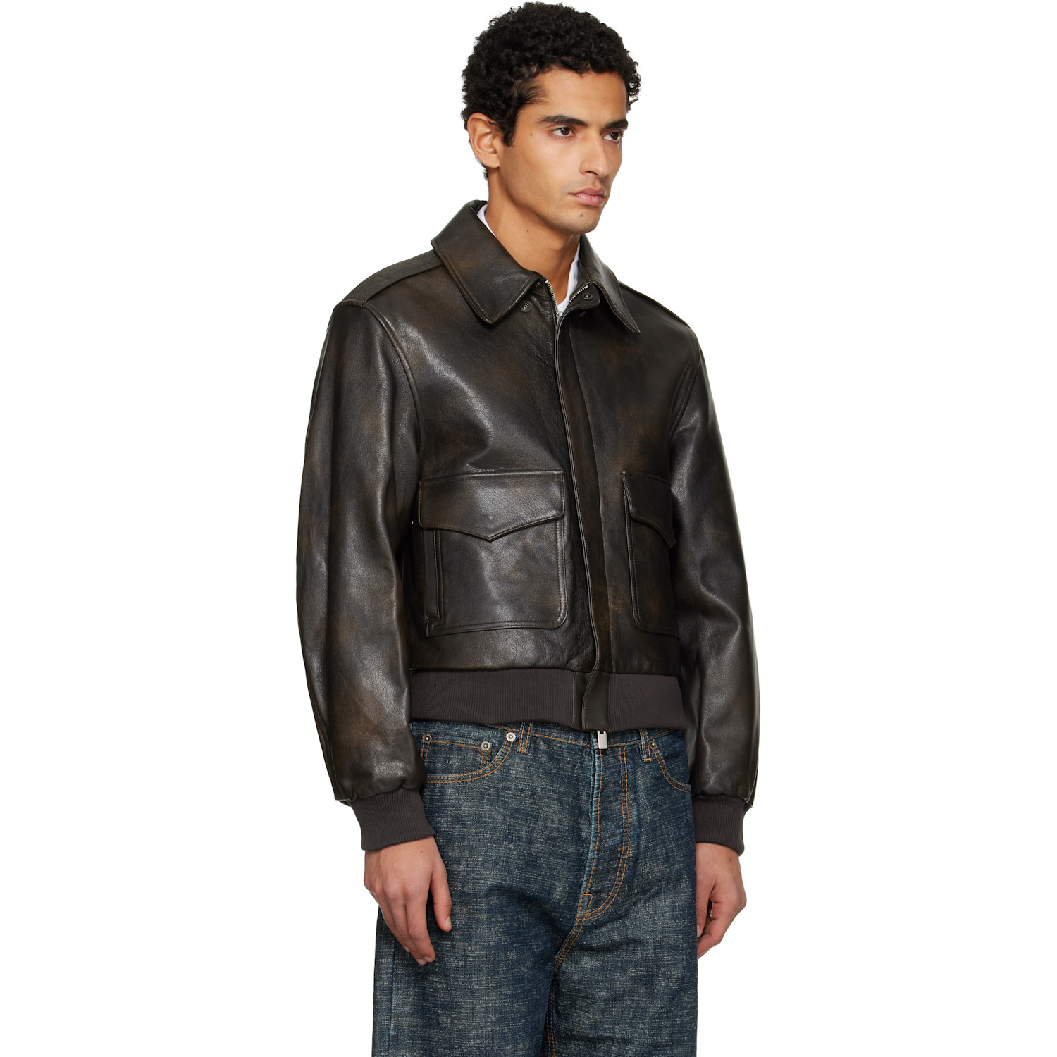  Tonywack Brown Aviator Goat Leather Jacket 