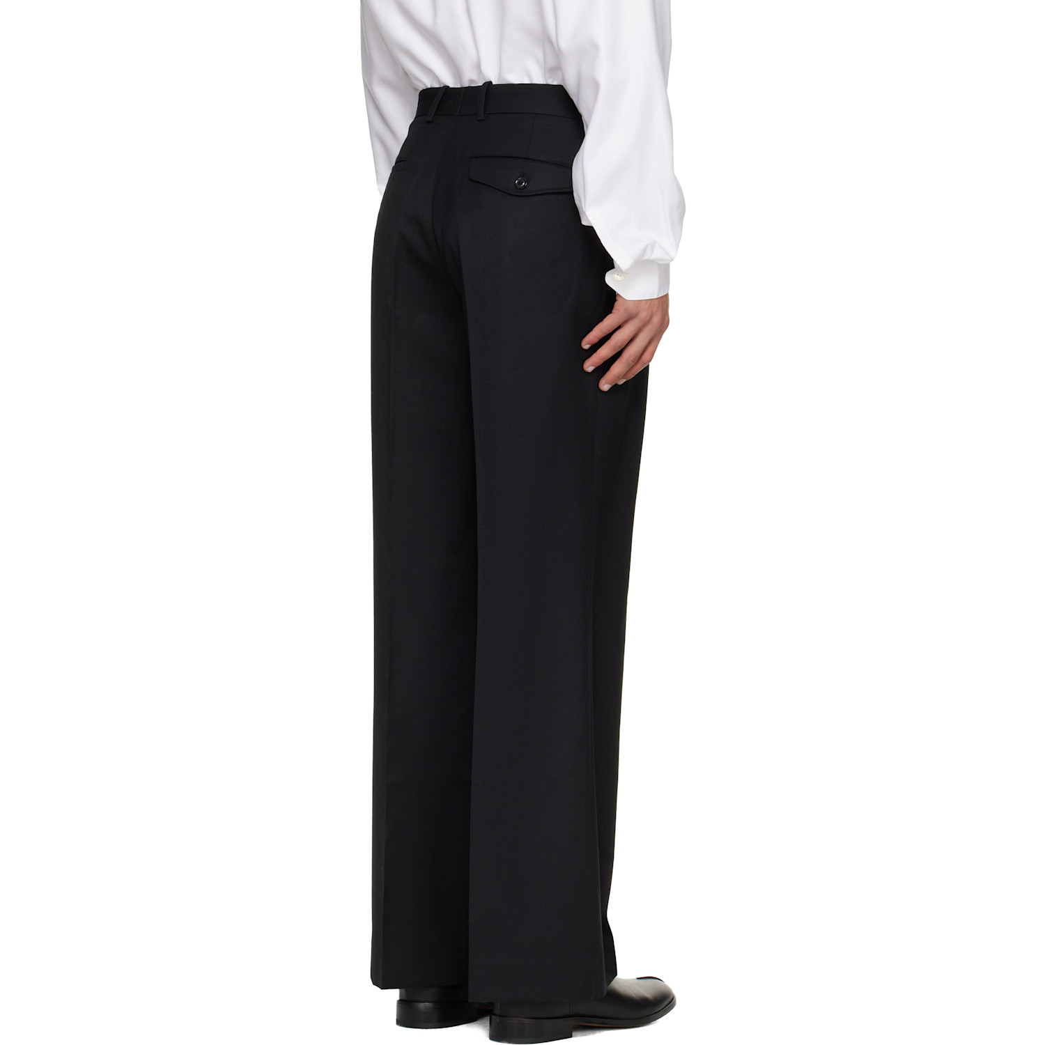  Tonywack Black Wool Twill Wide-leg Trousers 
