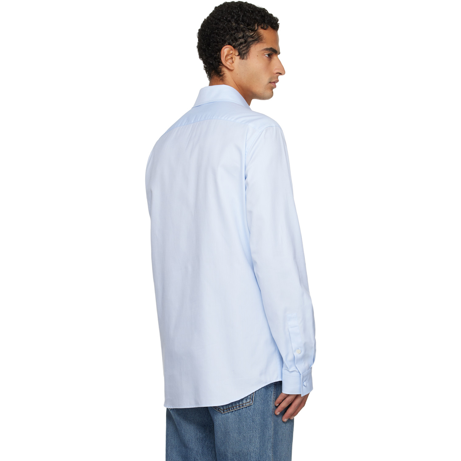  Balmain Blue 'balmain' écusson Embroidered Cotton Shirt 
