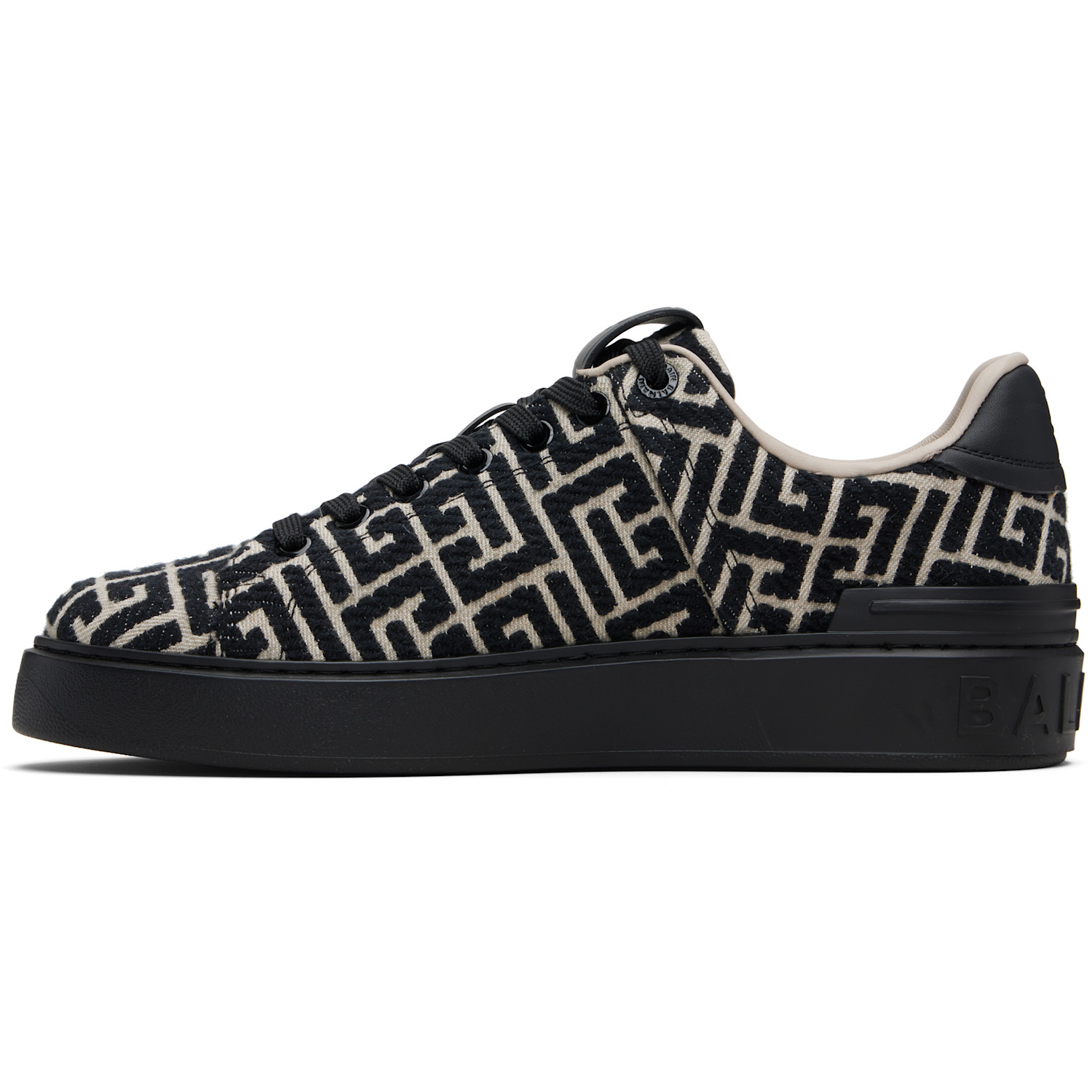  Balmain Black B-court Monogram Sneakers 