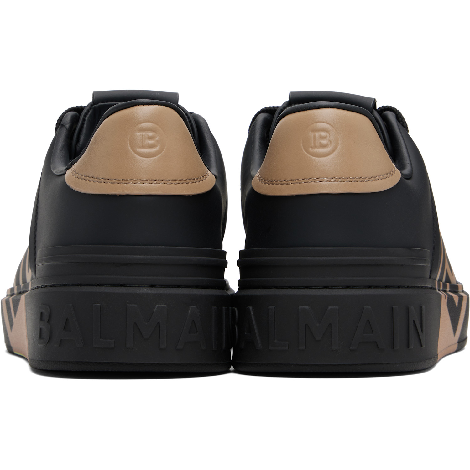  Balmain Black & Tan B-court Sneakers 