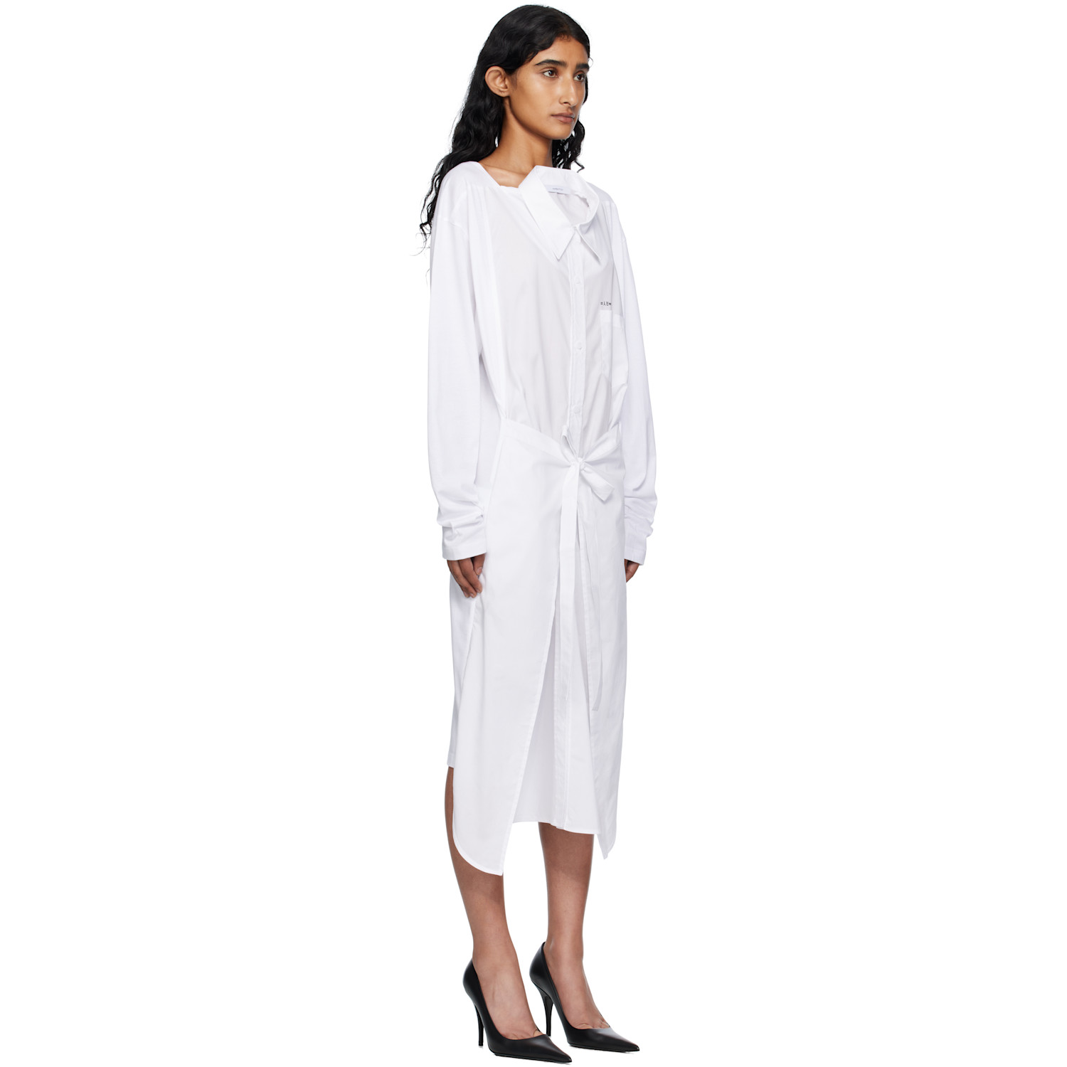  Pushbutton Robe Midi Blanche à Col Transformable 