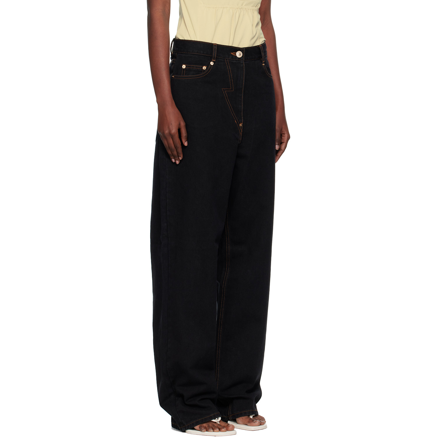  Pushbutton Black Straight Jeans 