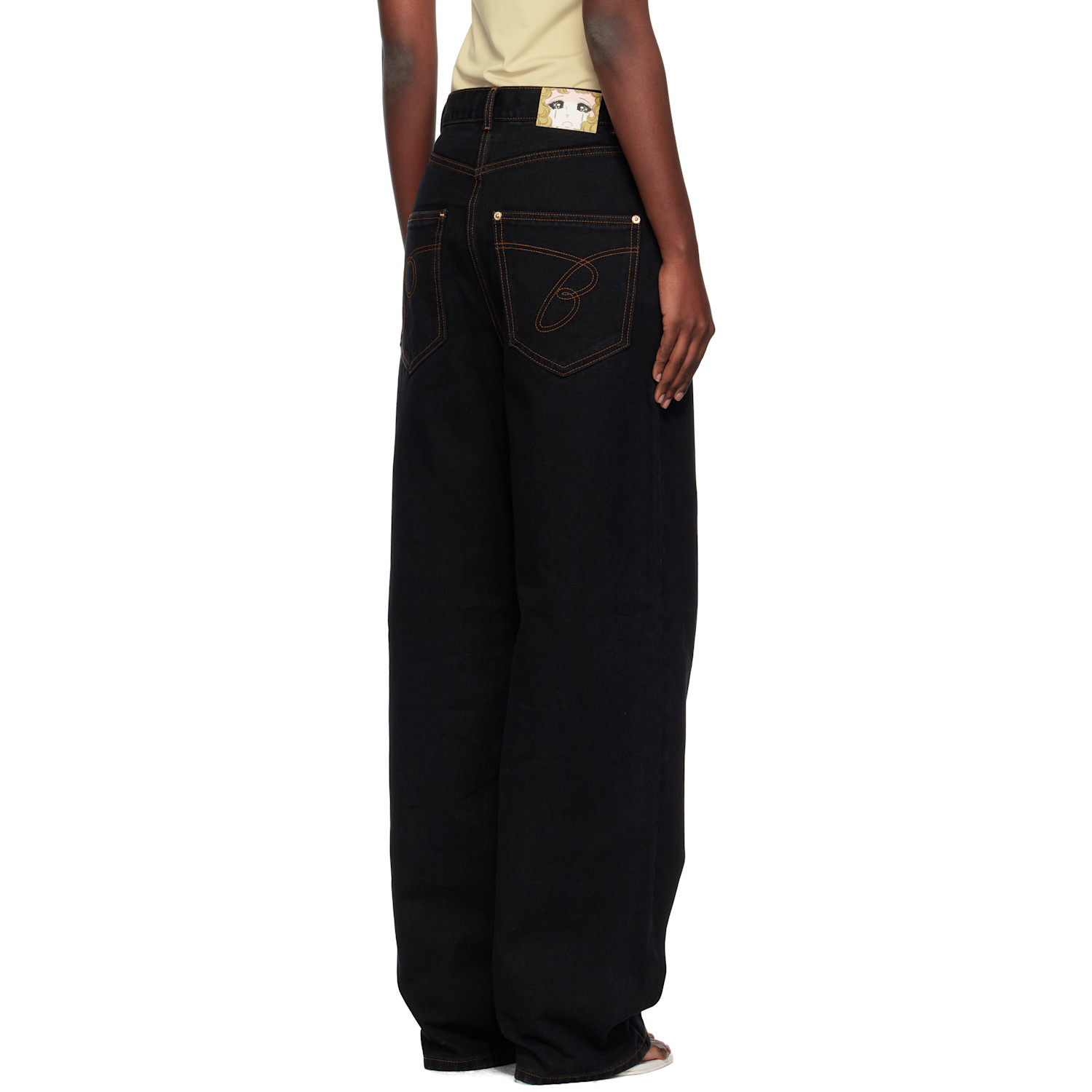  Pushbutton Black Straight Jeans 