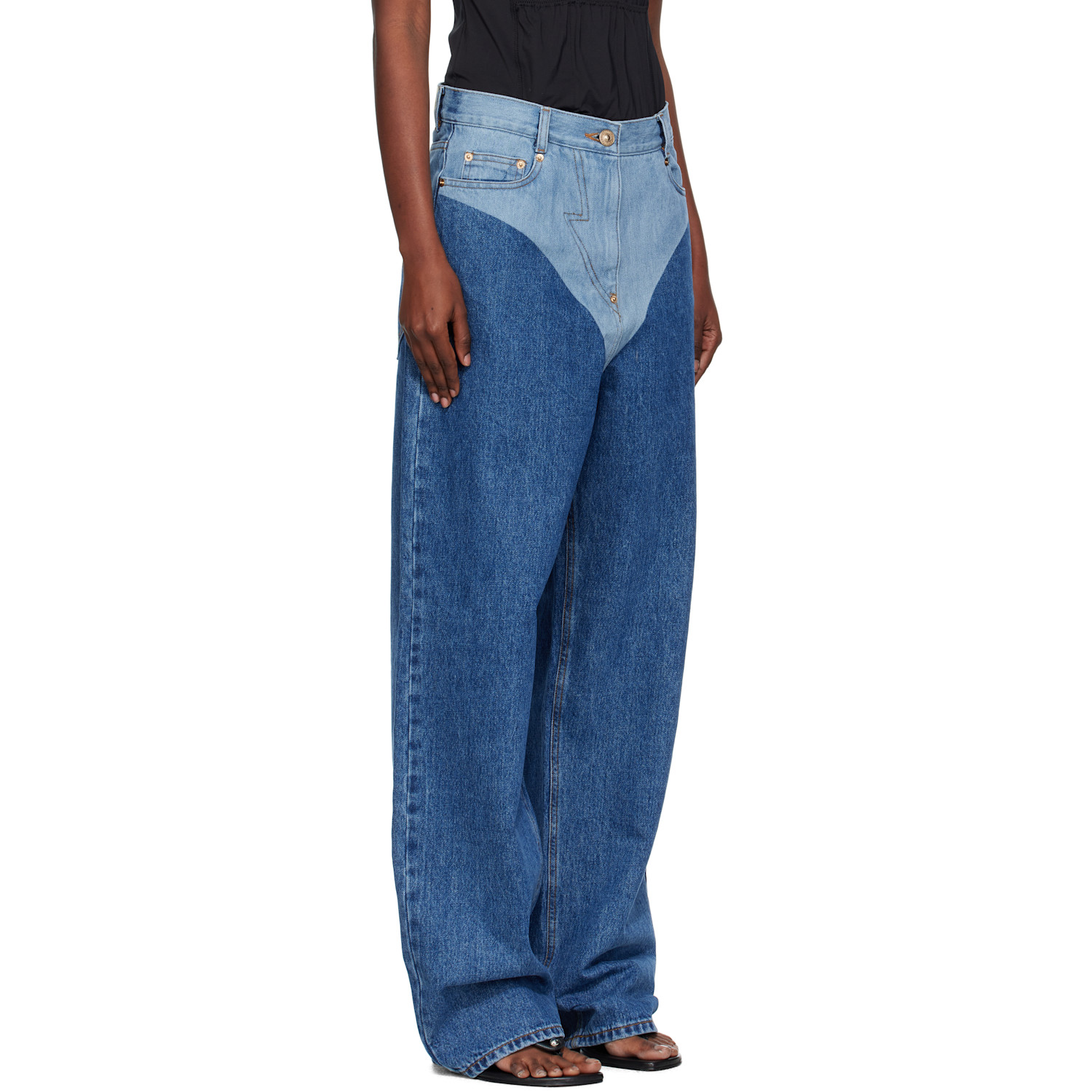  Pushbutton Blue Panty Printed Wide Jeans 