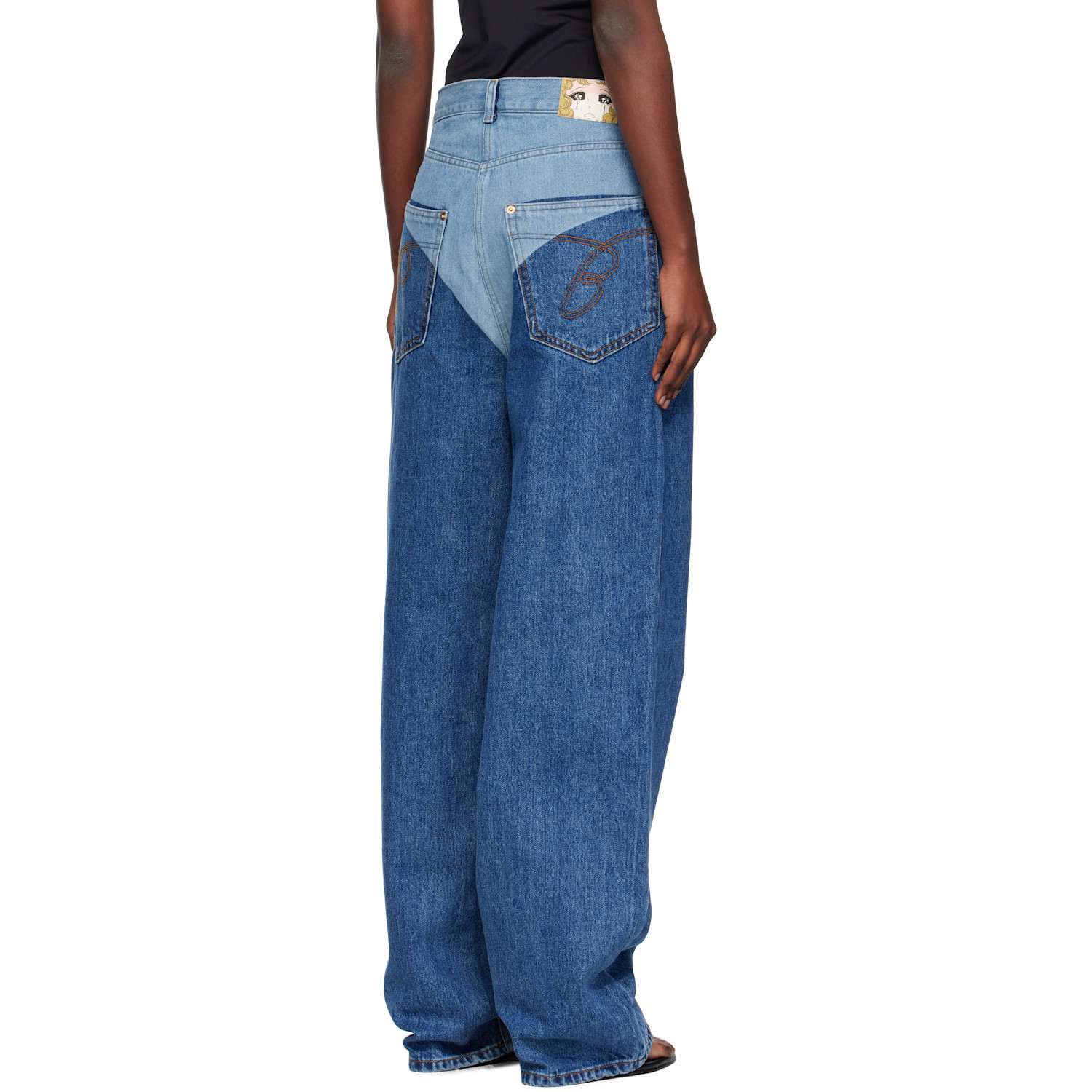  Pushbutton Blue Panty Printed Wide Jeans 