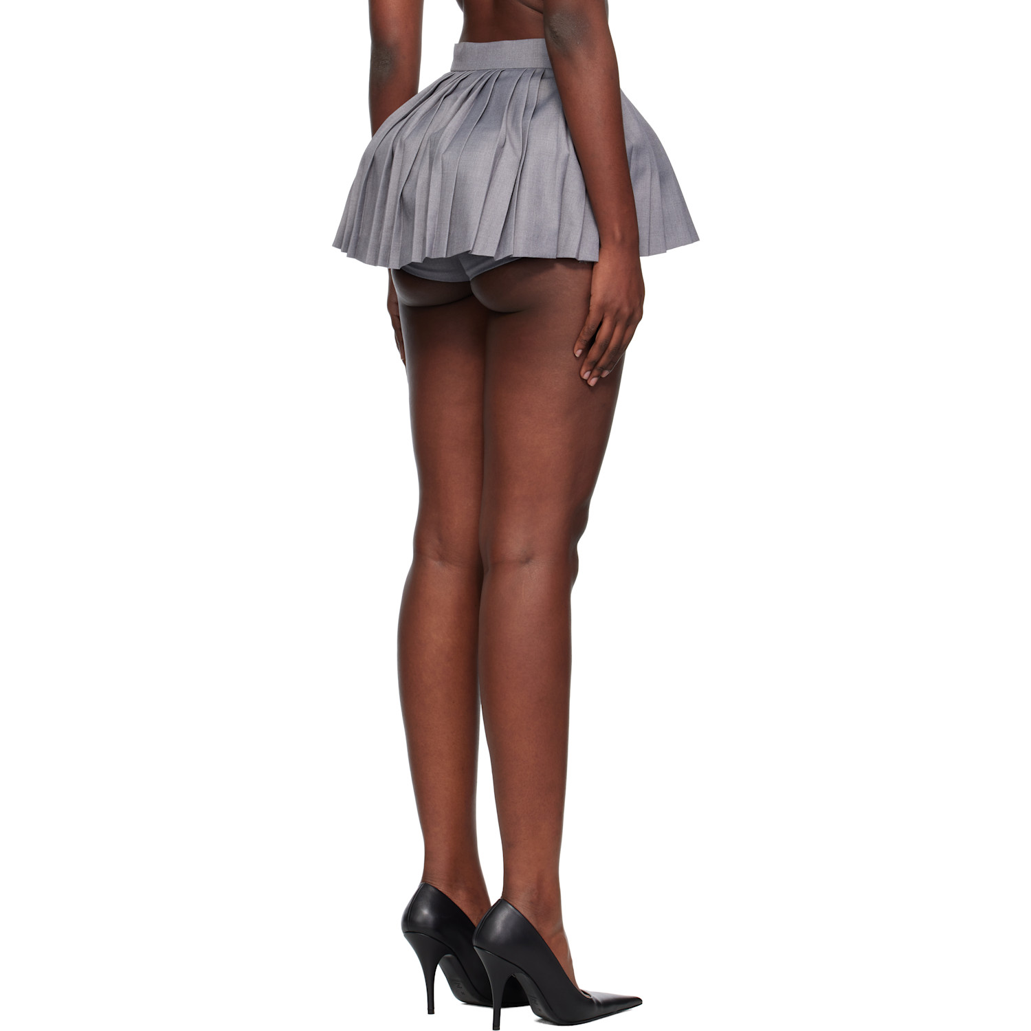  Pushbutton Mini Jupe-short Ample Grise 
