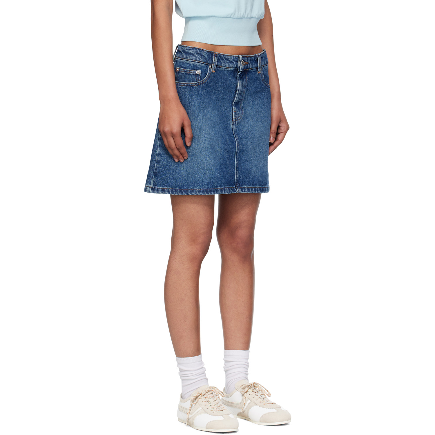 A.p.c. Blue Moss Denim Miniskirt 