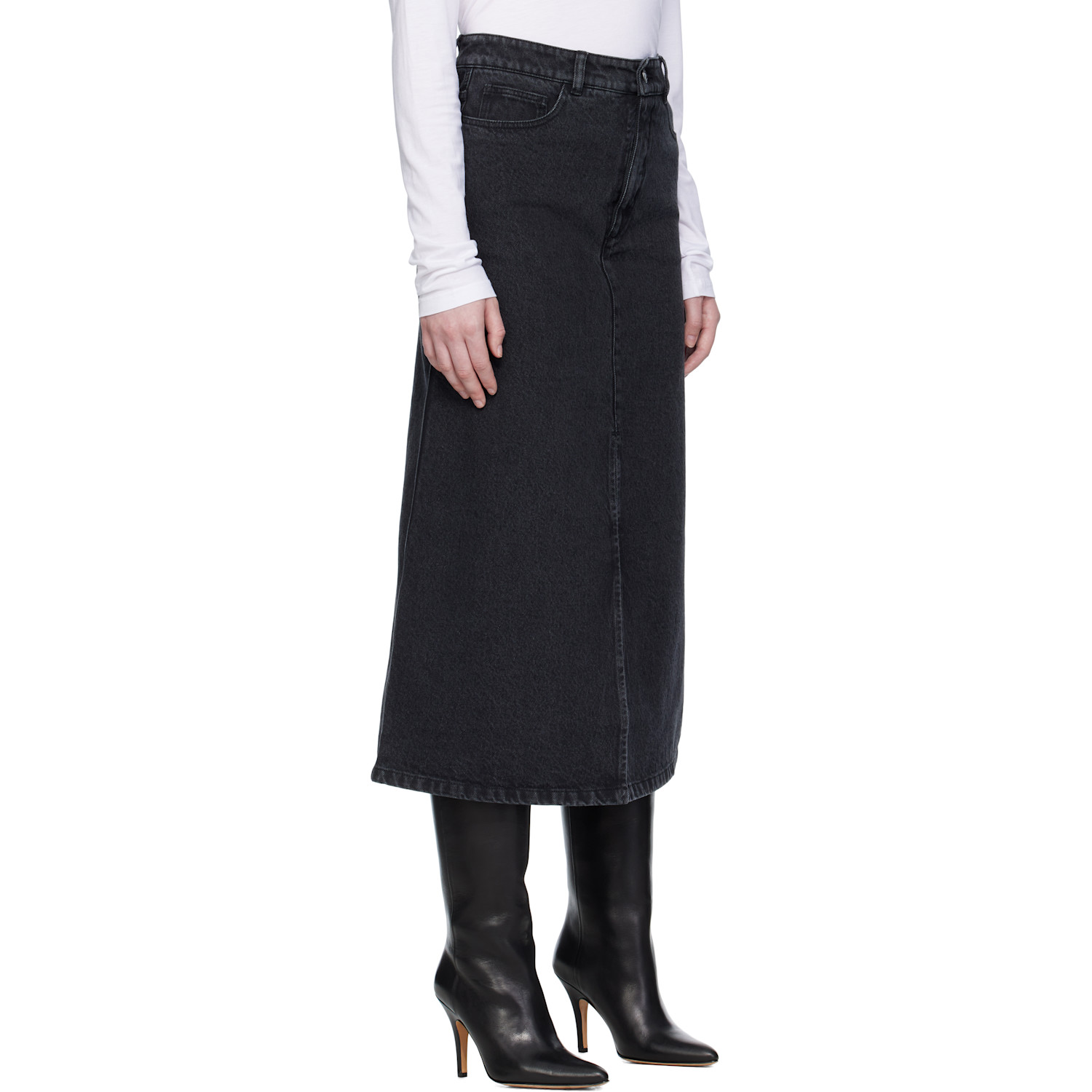  A.p.c. Black Georgia Denim Midi Skirt 
