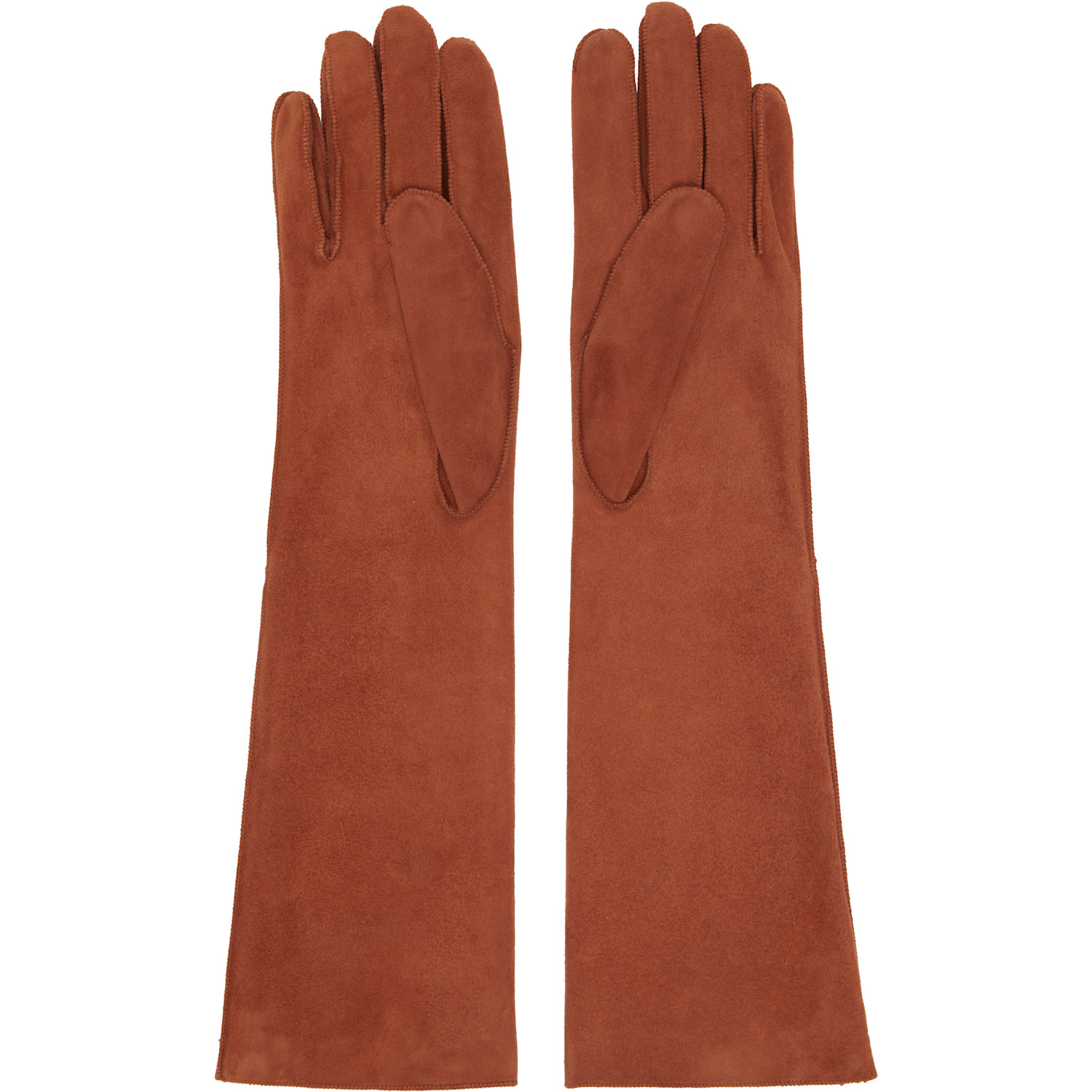  Lanvin Brown Long Slim Suede Gloves 