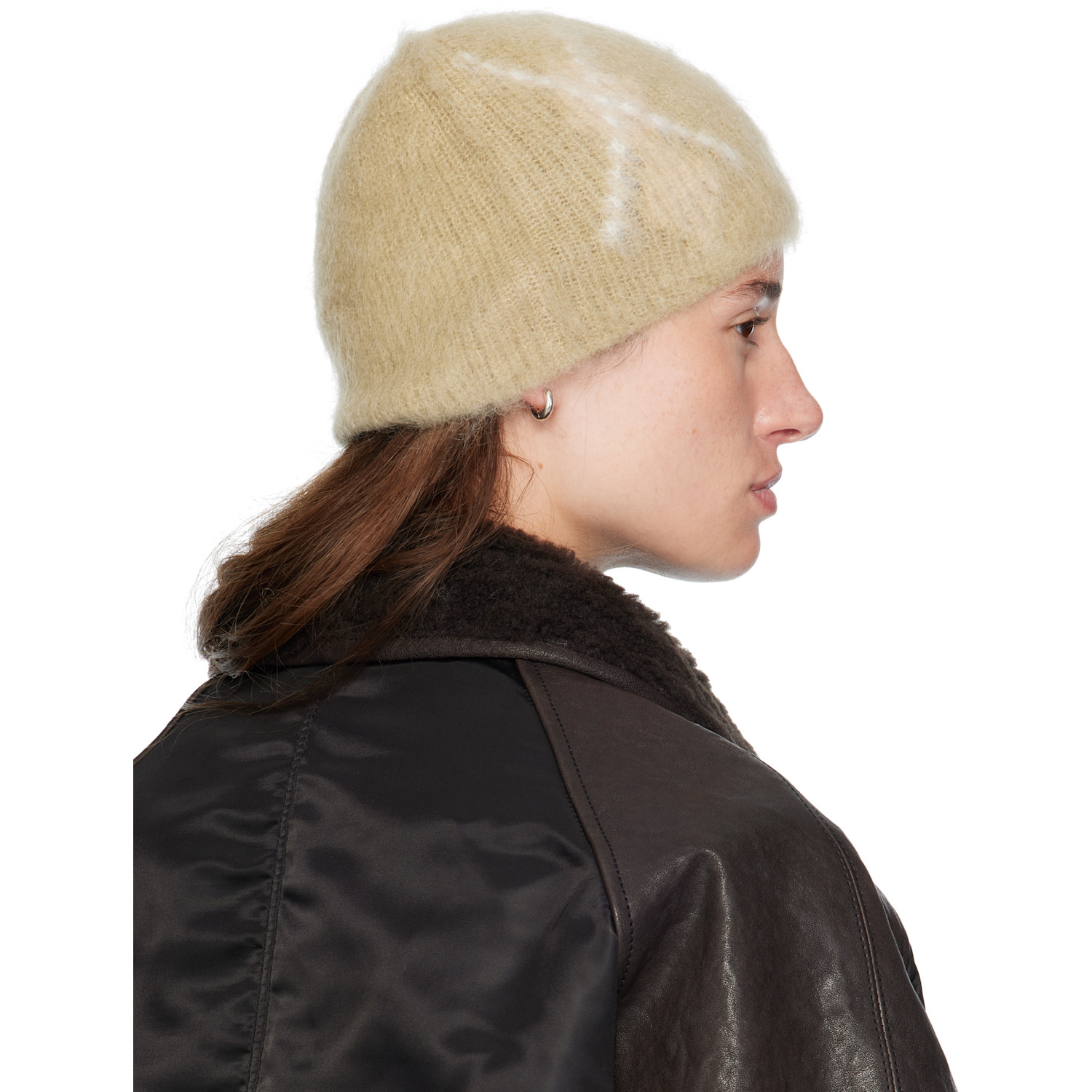  Coor Beige Hairy Mixed Argyle Beanie 