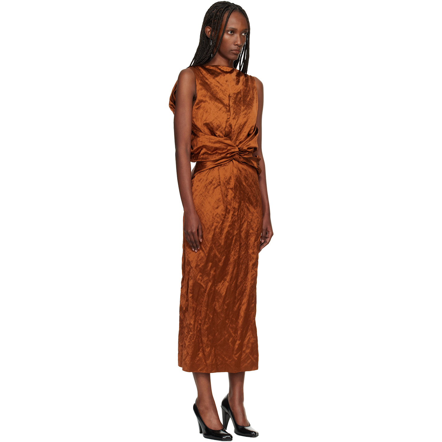  Lanvin Orange Back Cape Maxi Dress 