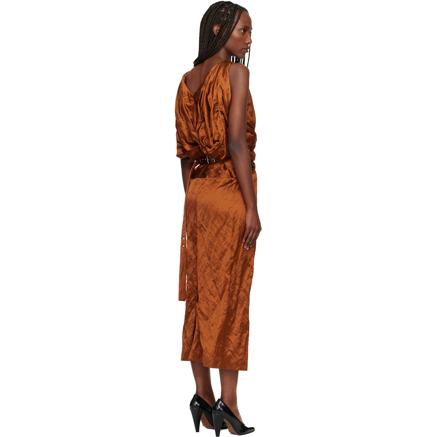  Lanvin Orange Back Cape Maxi Dress 