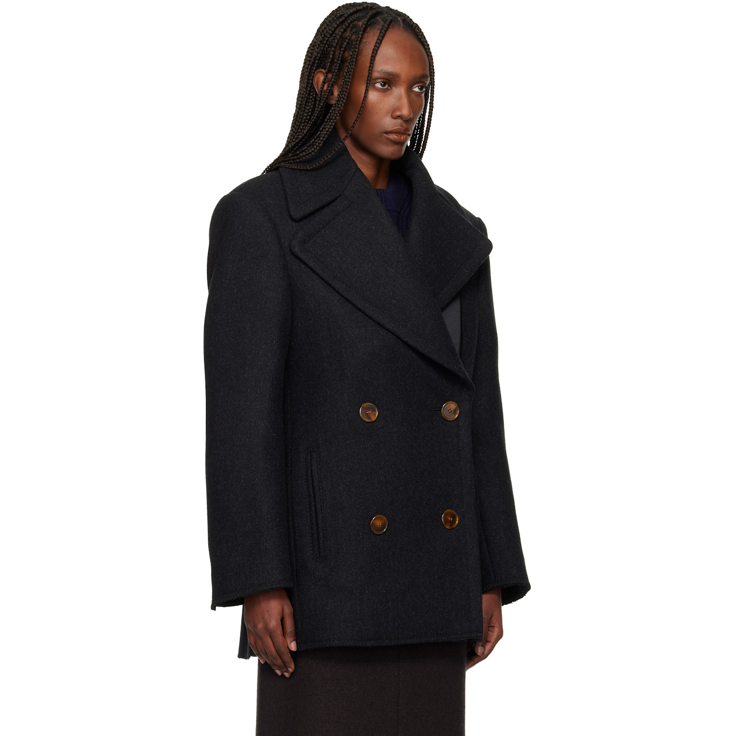  Lanvin Gray Wool Peacoat 