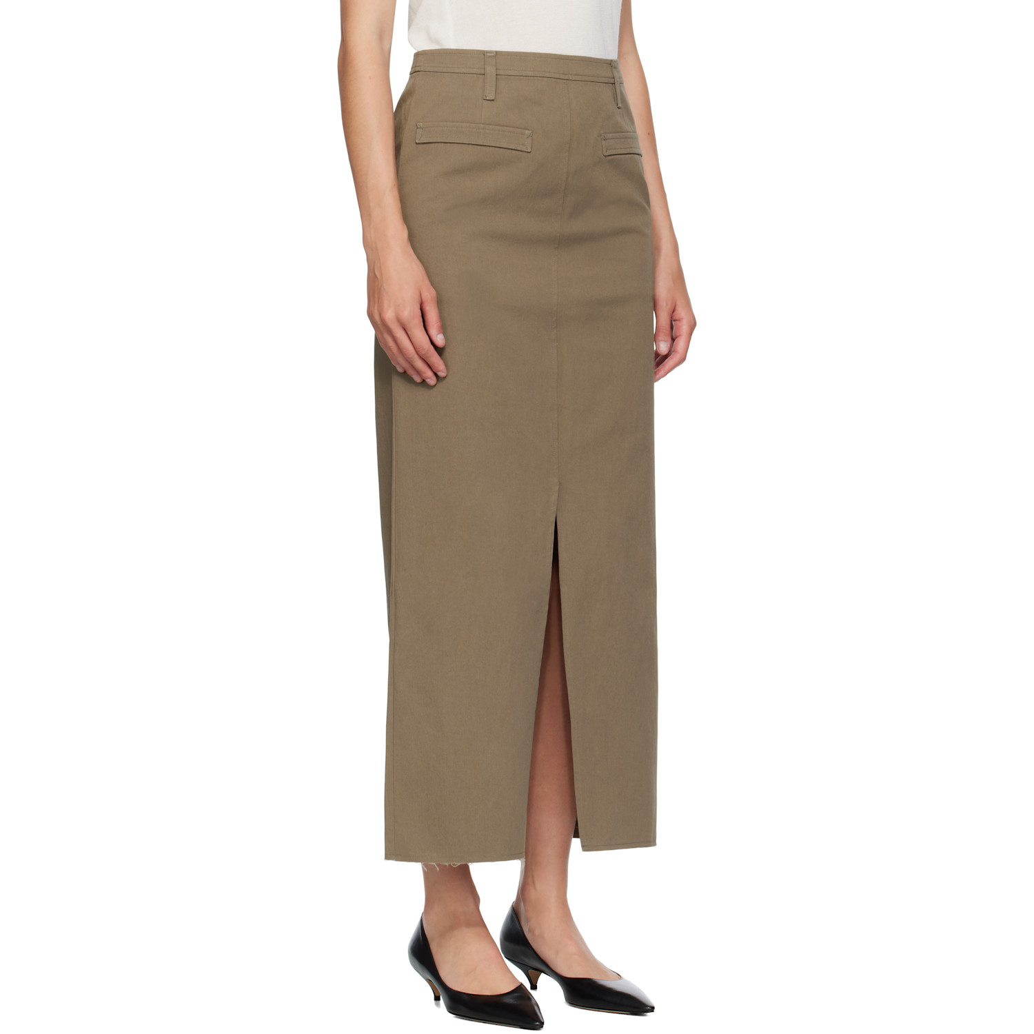  Coor Green Cotton Relaxed Long Midi Skirt 