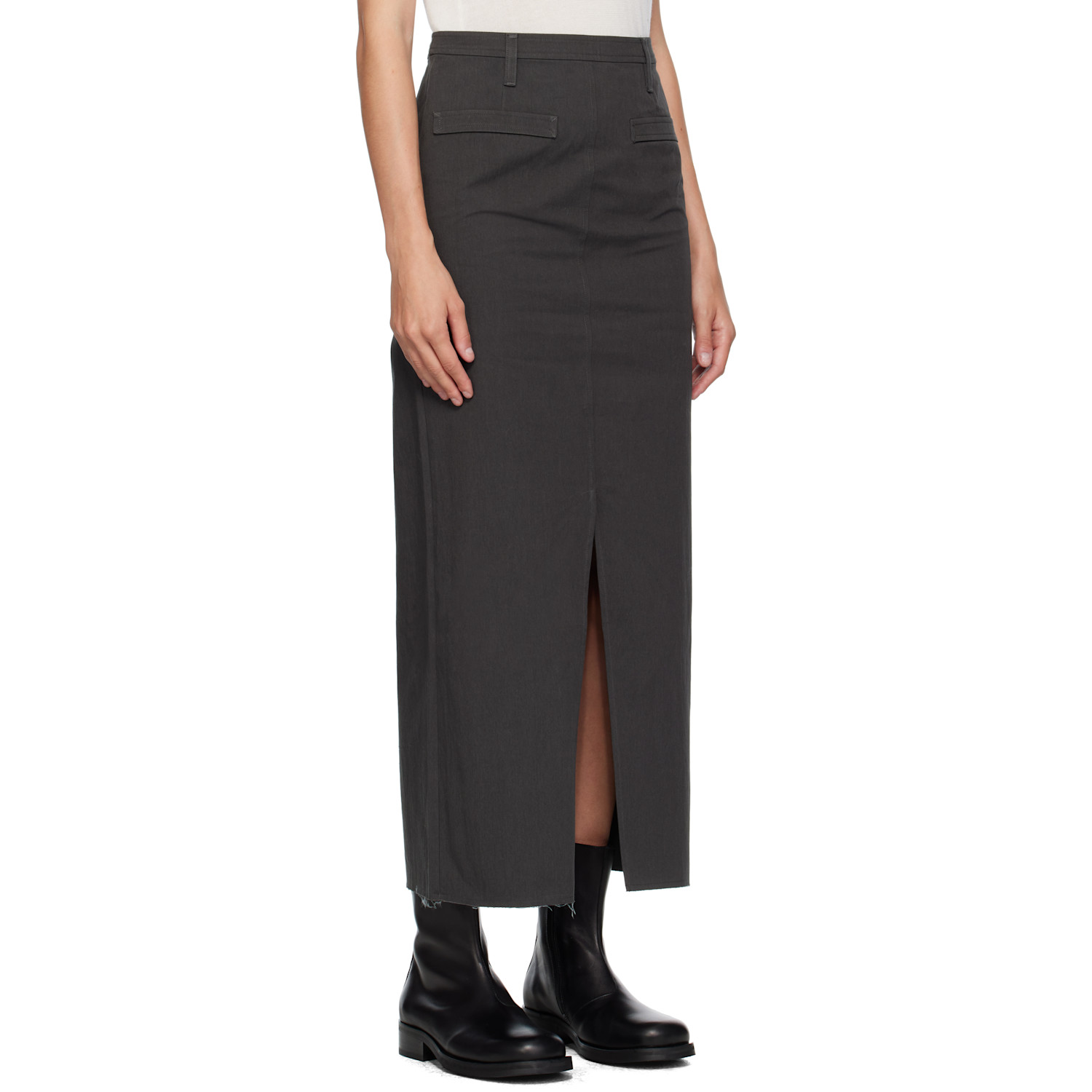  Coor Gray Cotton Relaxed Long Midi Skirt 